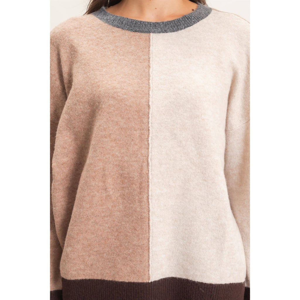 Colorblock Crew Neck Sweater