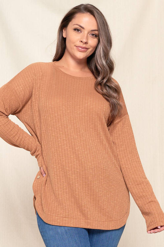 ROUND HEM WIDE KNIT TOP