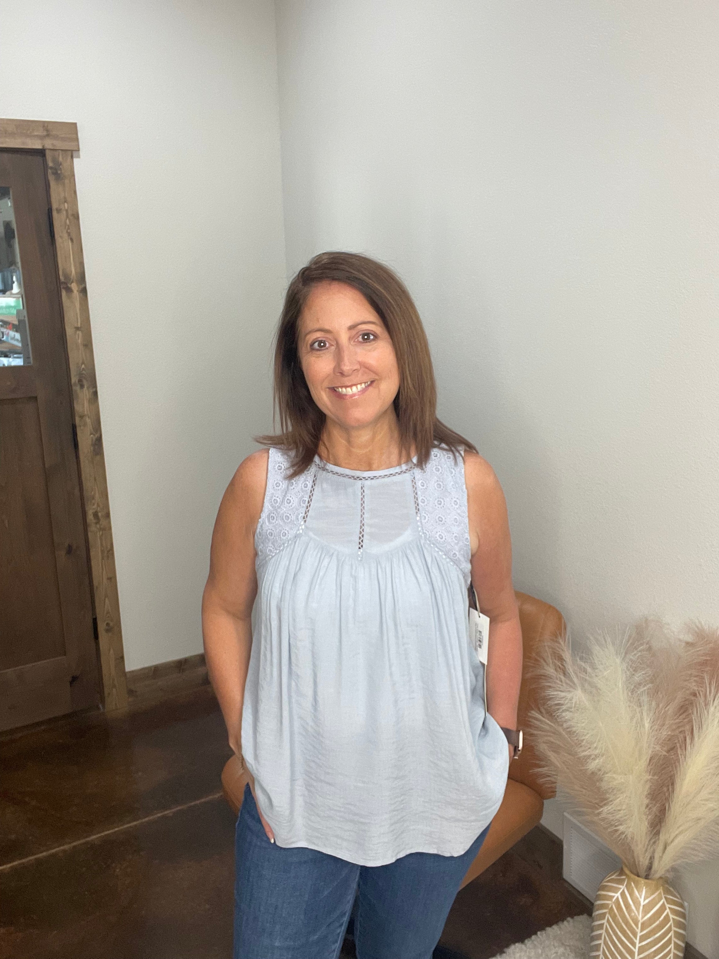 Sleeveless Embroidered Top