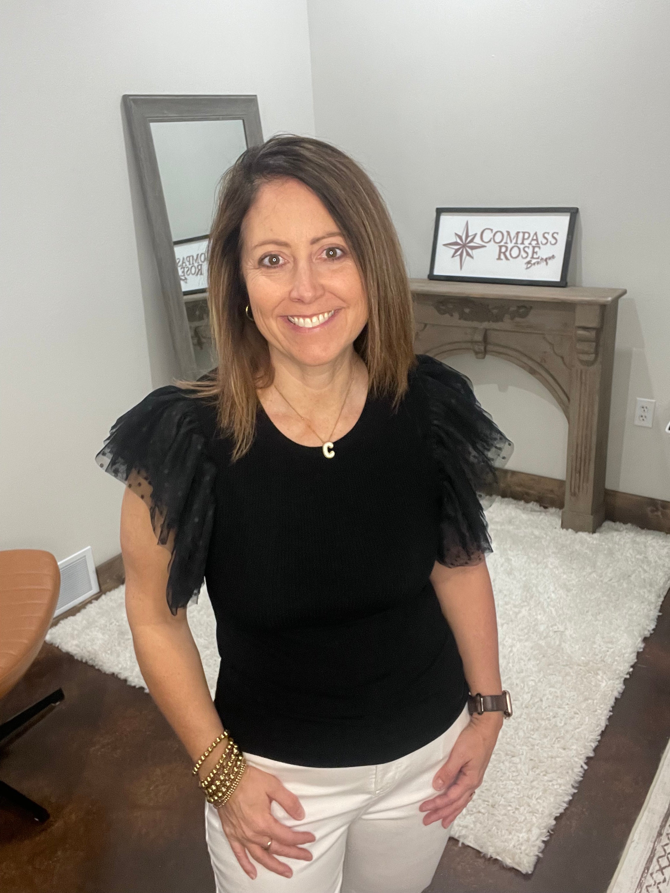 Ruffle Sleeve Knit Top