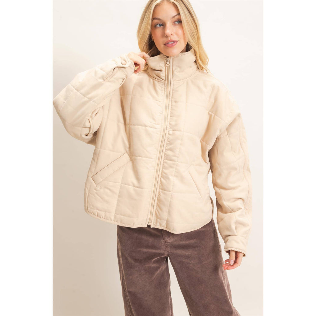 Quilted High Collar Jacket