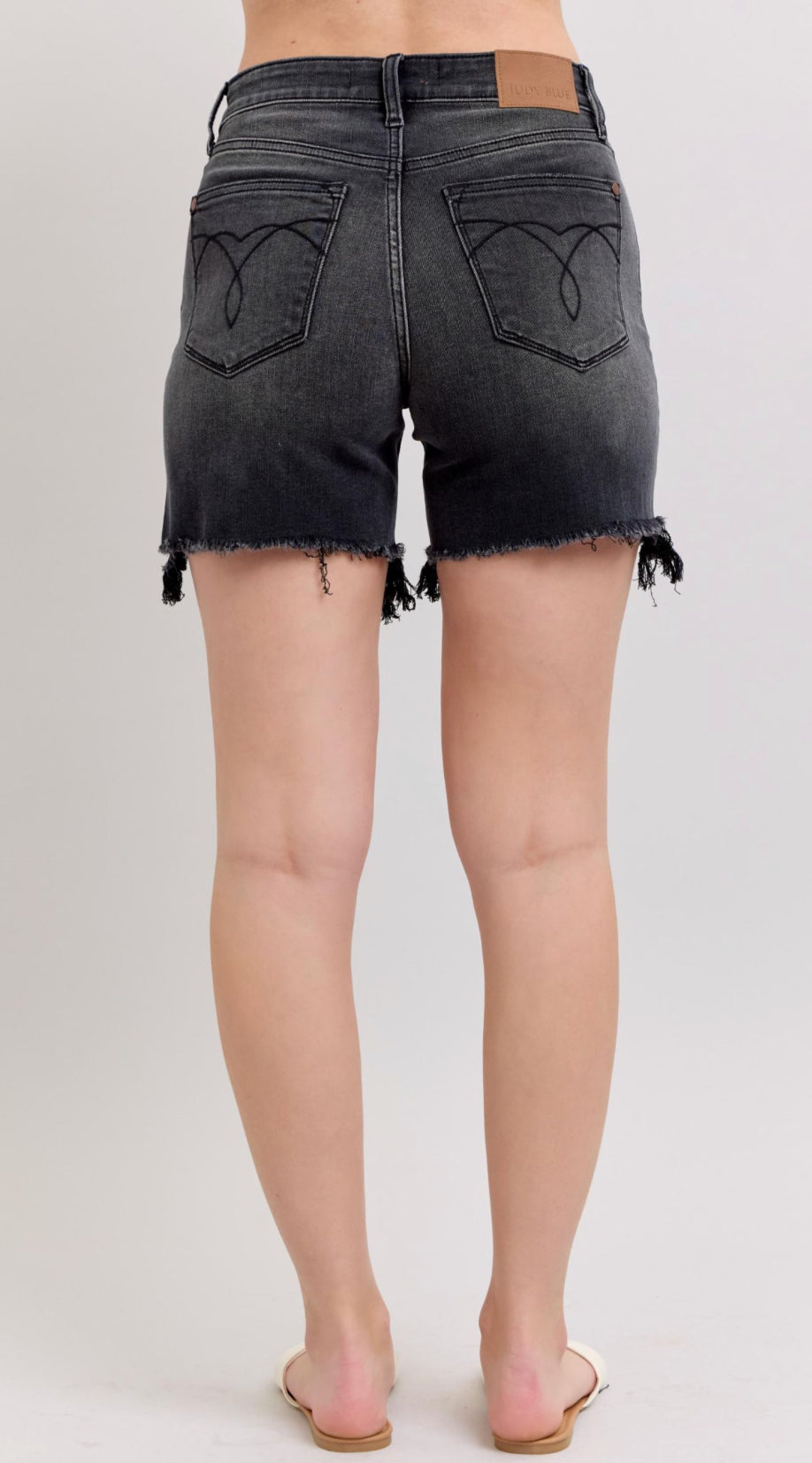 Judy Blue Long Cut Off 2 Button Dad Shorts