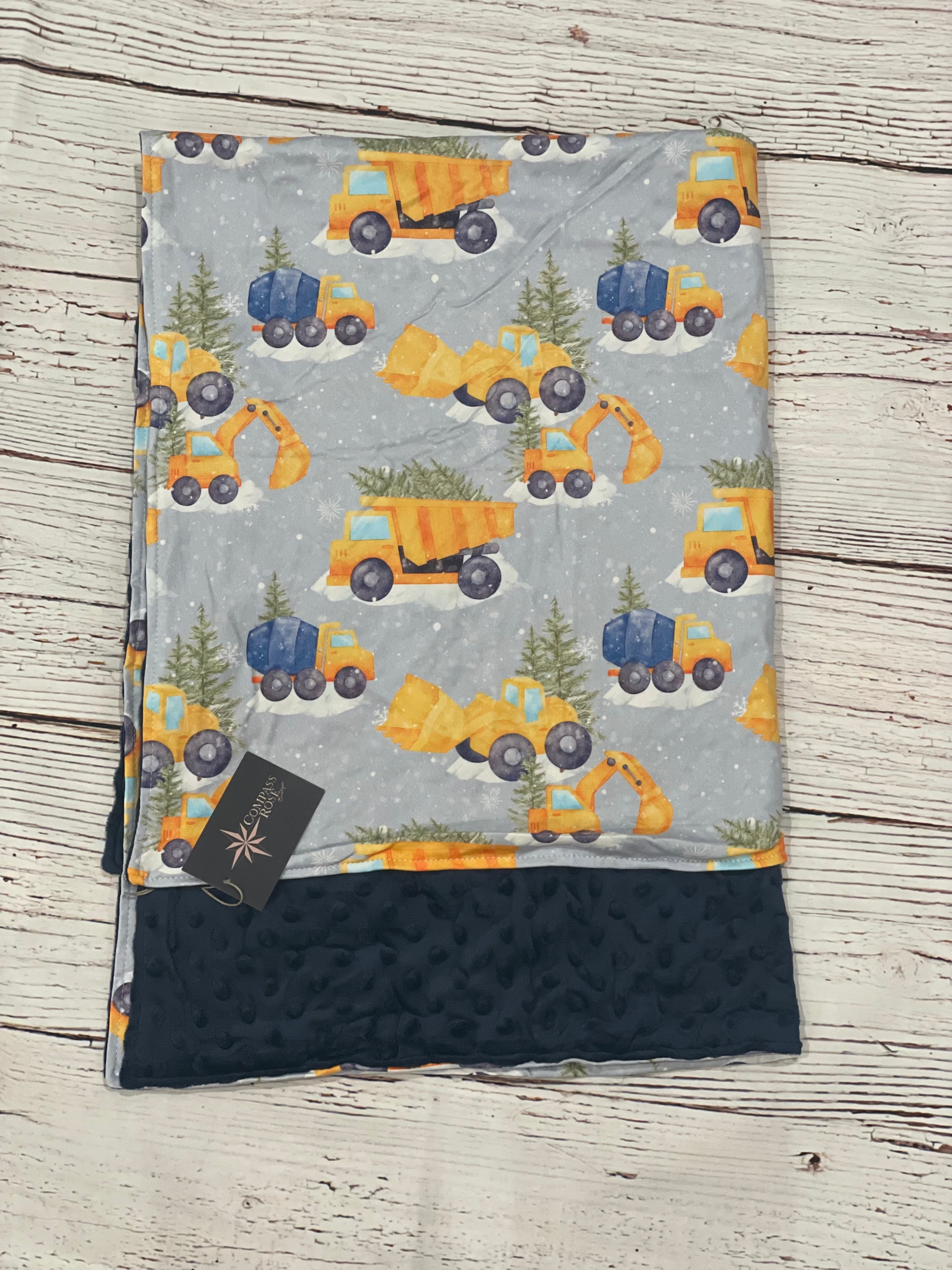 Blue Baby Boy Construction Blanket