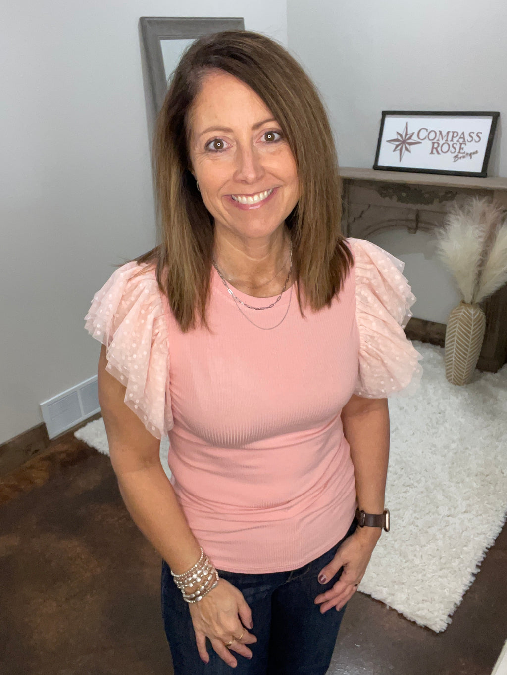 Ruffle Sleeve Knit Top