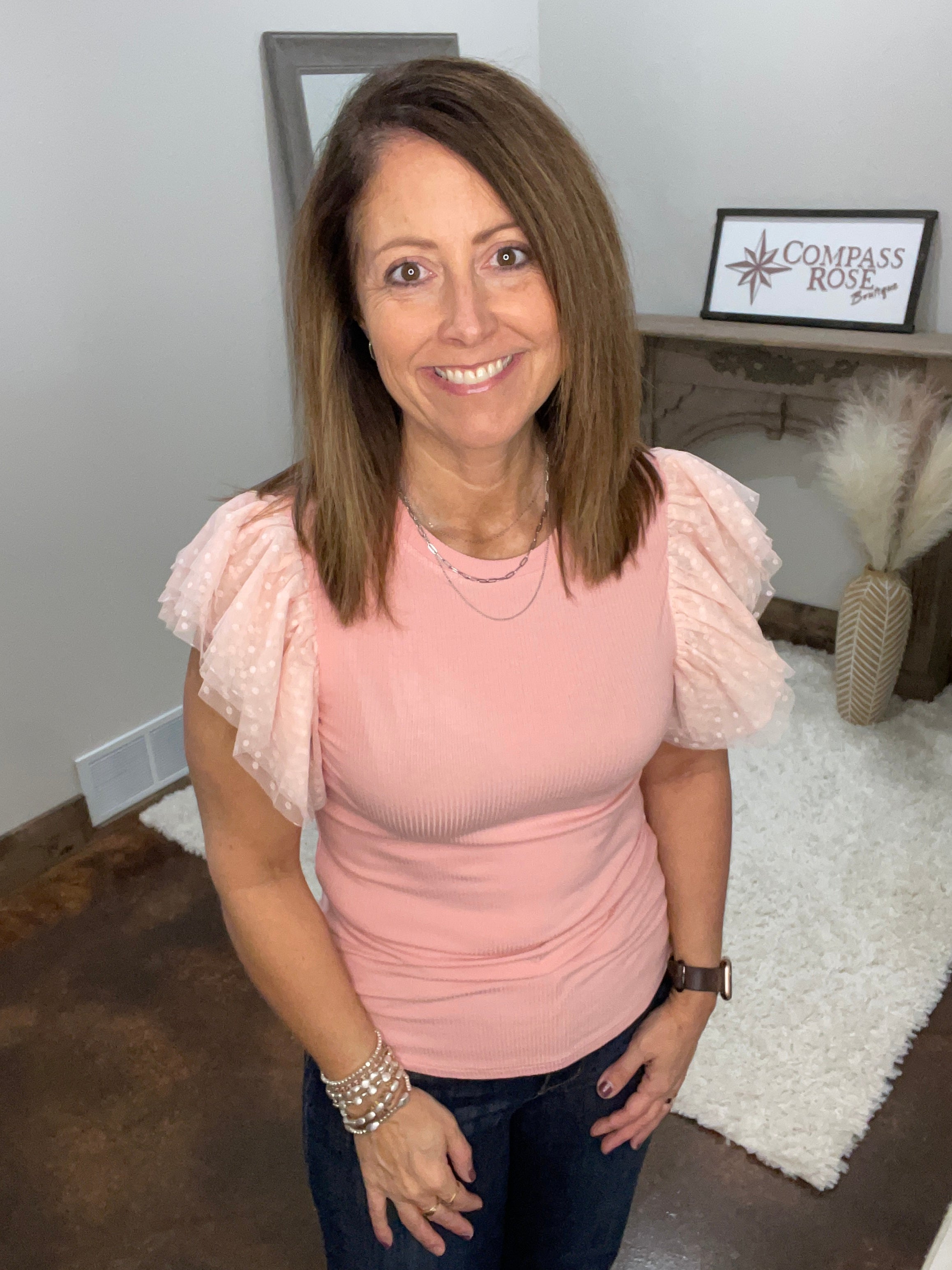 Ruffle Sleeve Knit Top