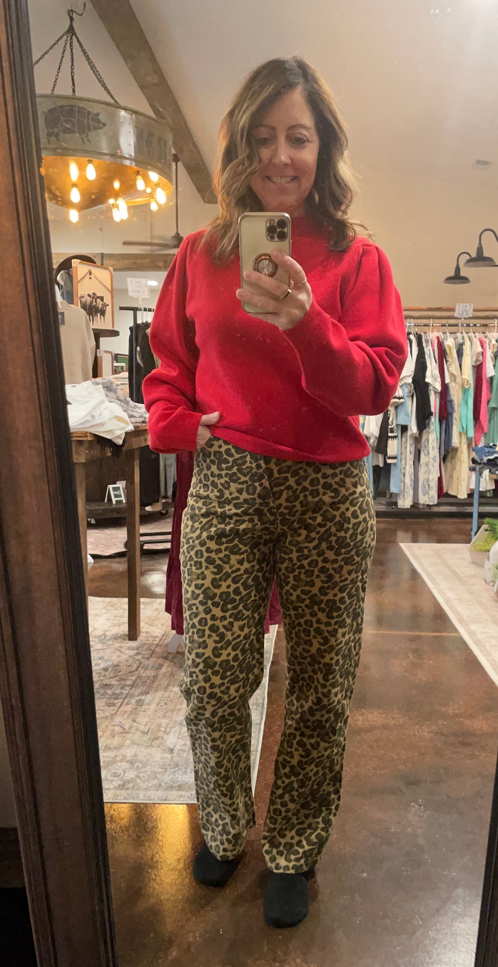 Leopard Print Denim Pants