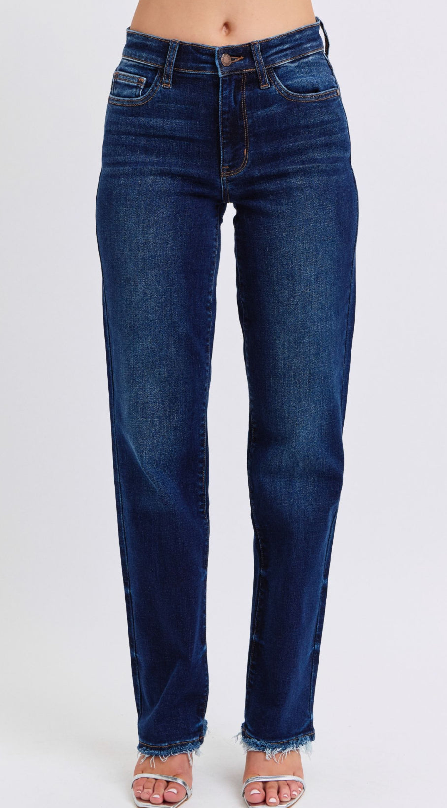 Judy Blue Mid Rise Straight Leg w/Fray Hem