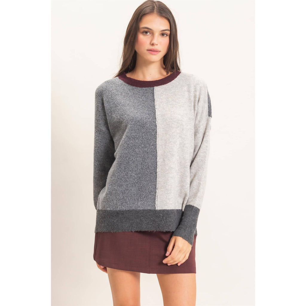 Colorblock Crew Neck Sweater