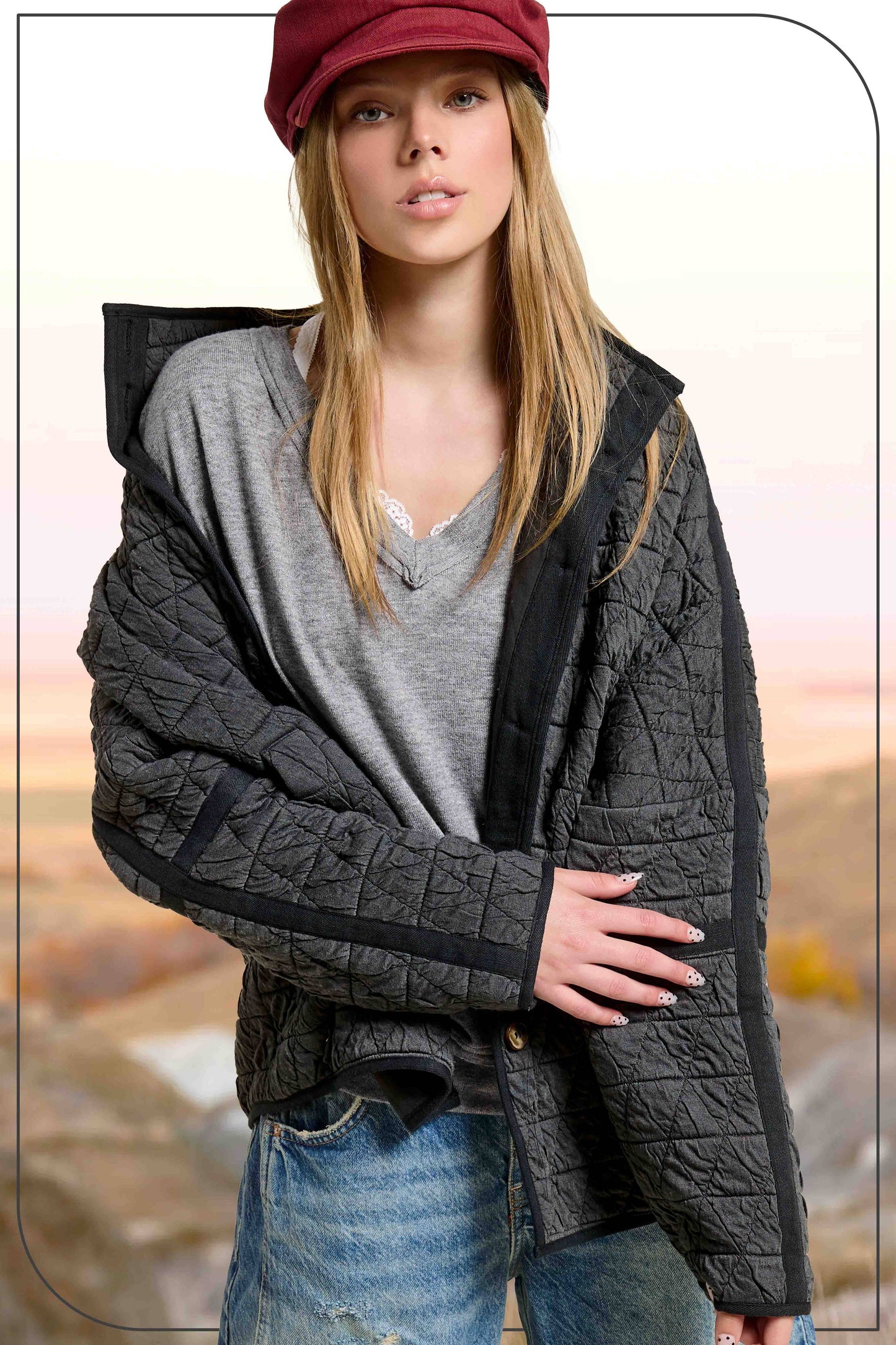 Oversized Soft Quilted Button Down Jacket