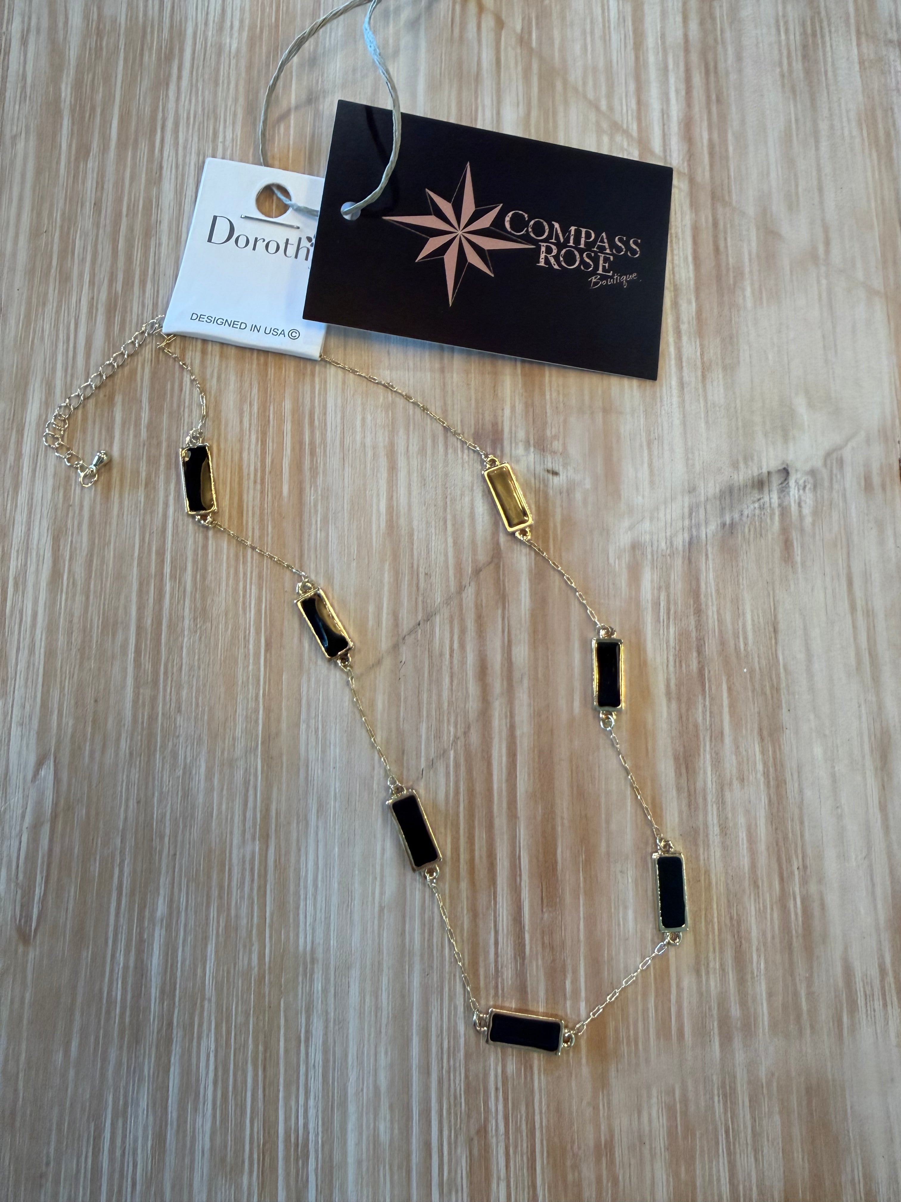 Rectangle Black Inlay Necklace