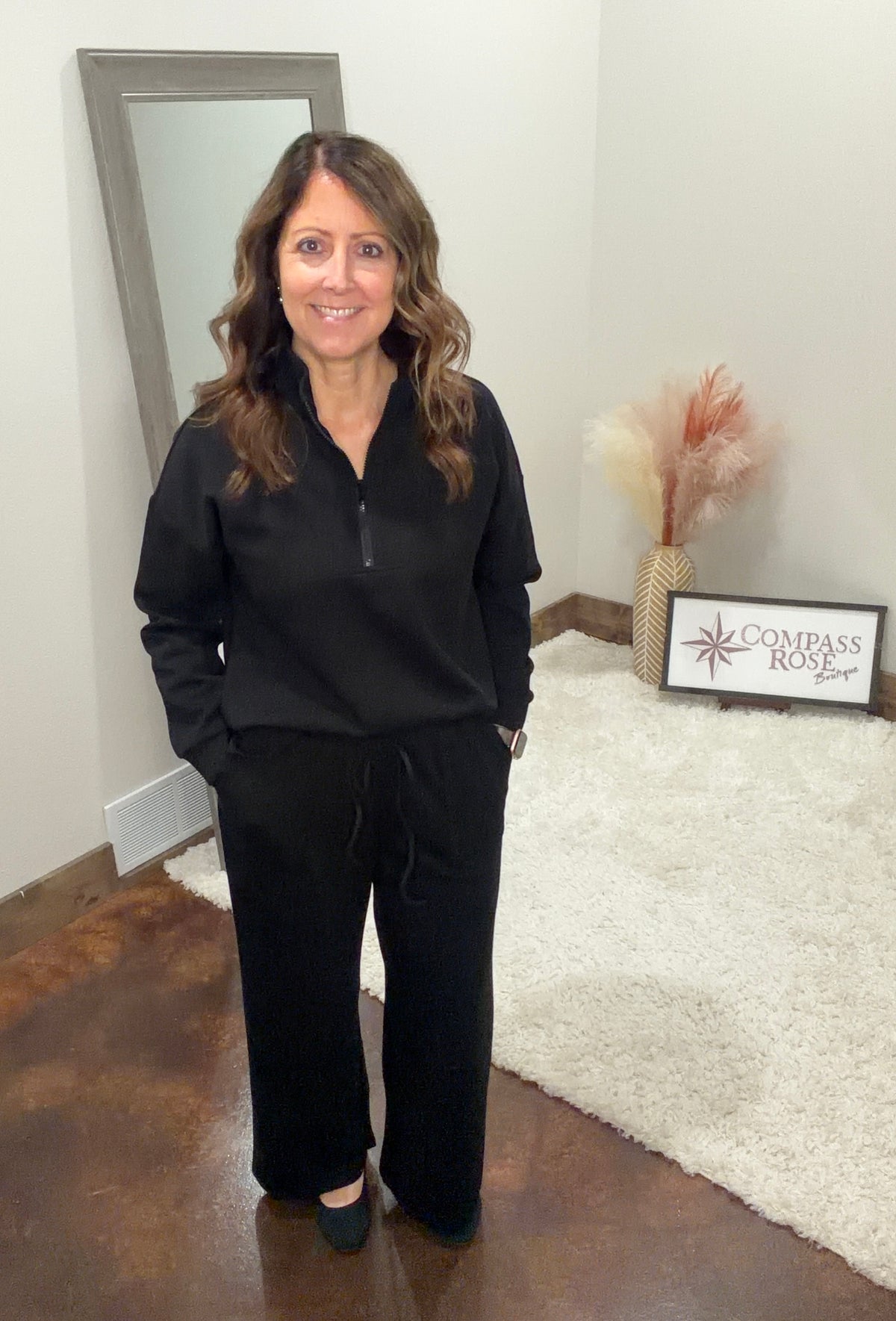 Half Zip Pullover & Wide Leg Pants Set