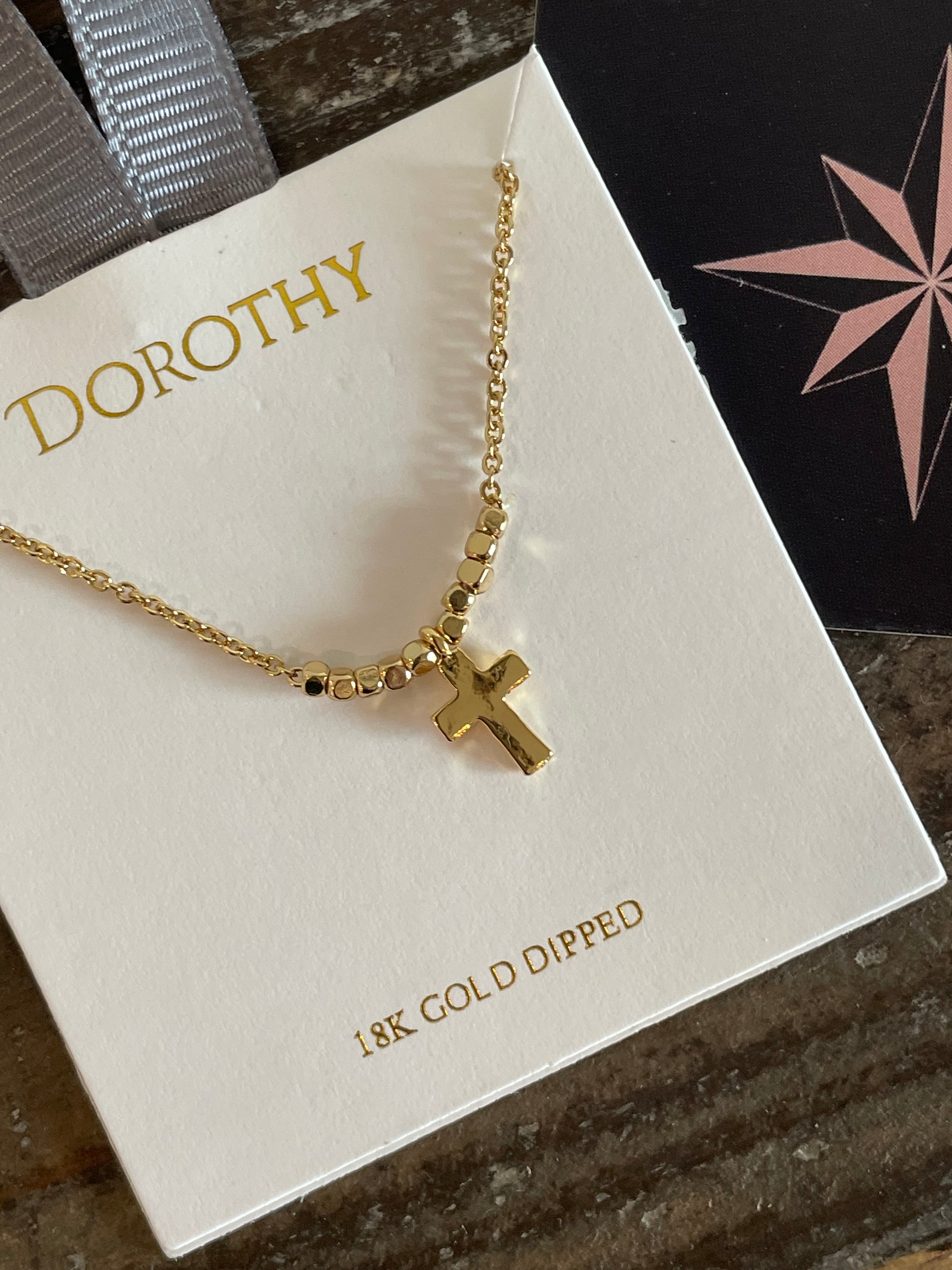 Cross and Bead Pendant Necklace