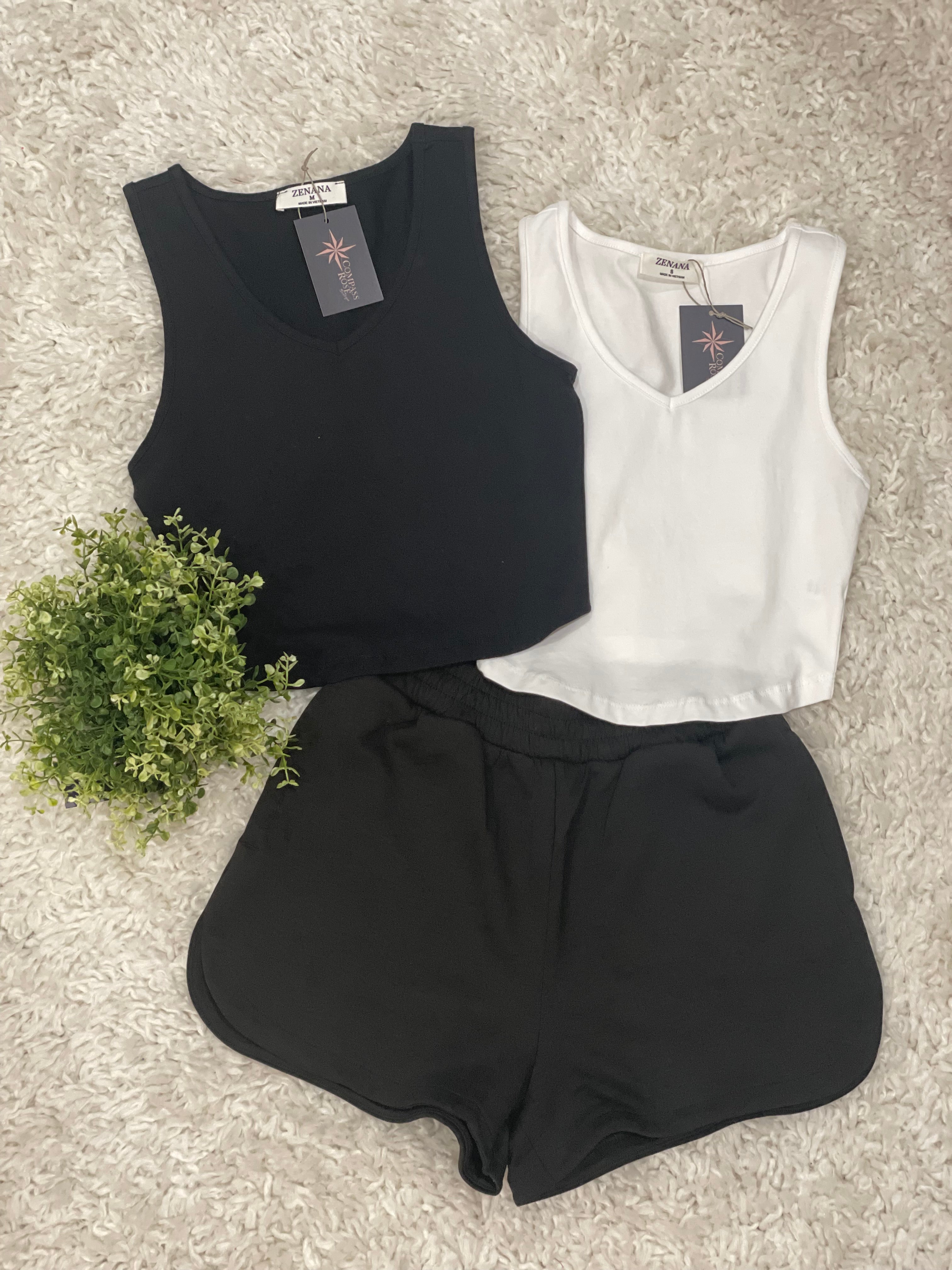 V-Neck Cropped Cami Top