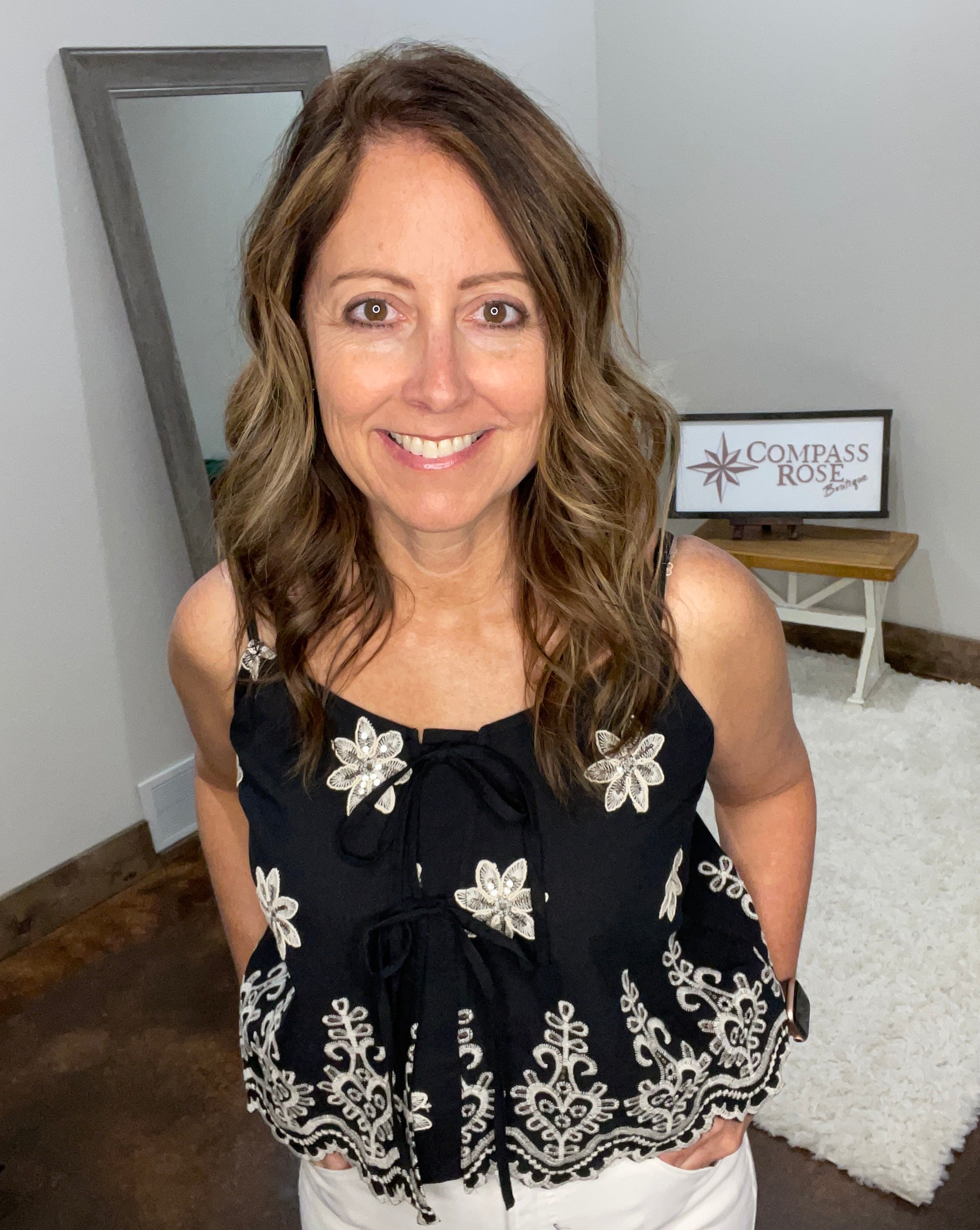 Eyelet Embroidered Cami Top