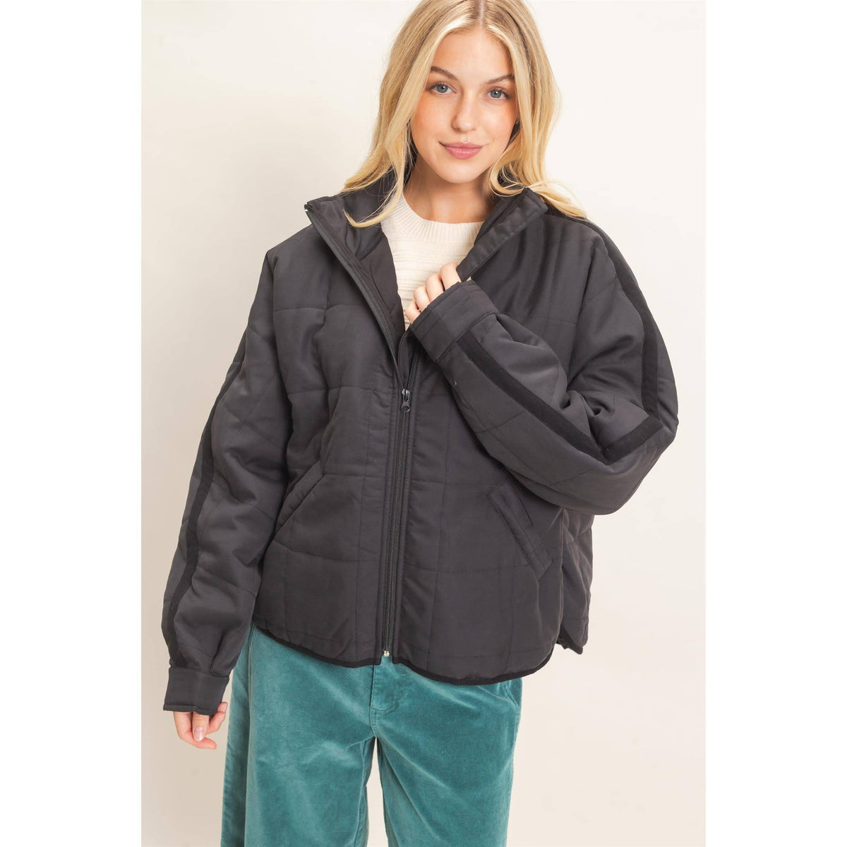 Quilted High Collar Jacket