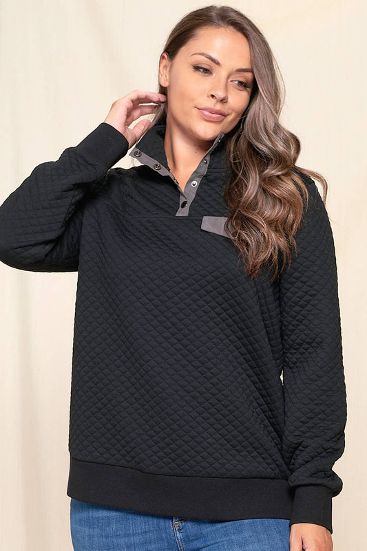 DIAMOND COTTON PADDING PULL OVER WITH METAL SNAP