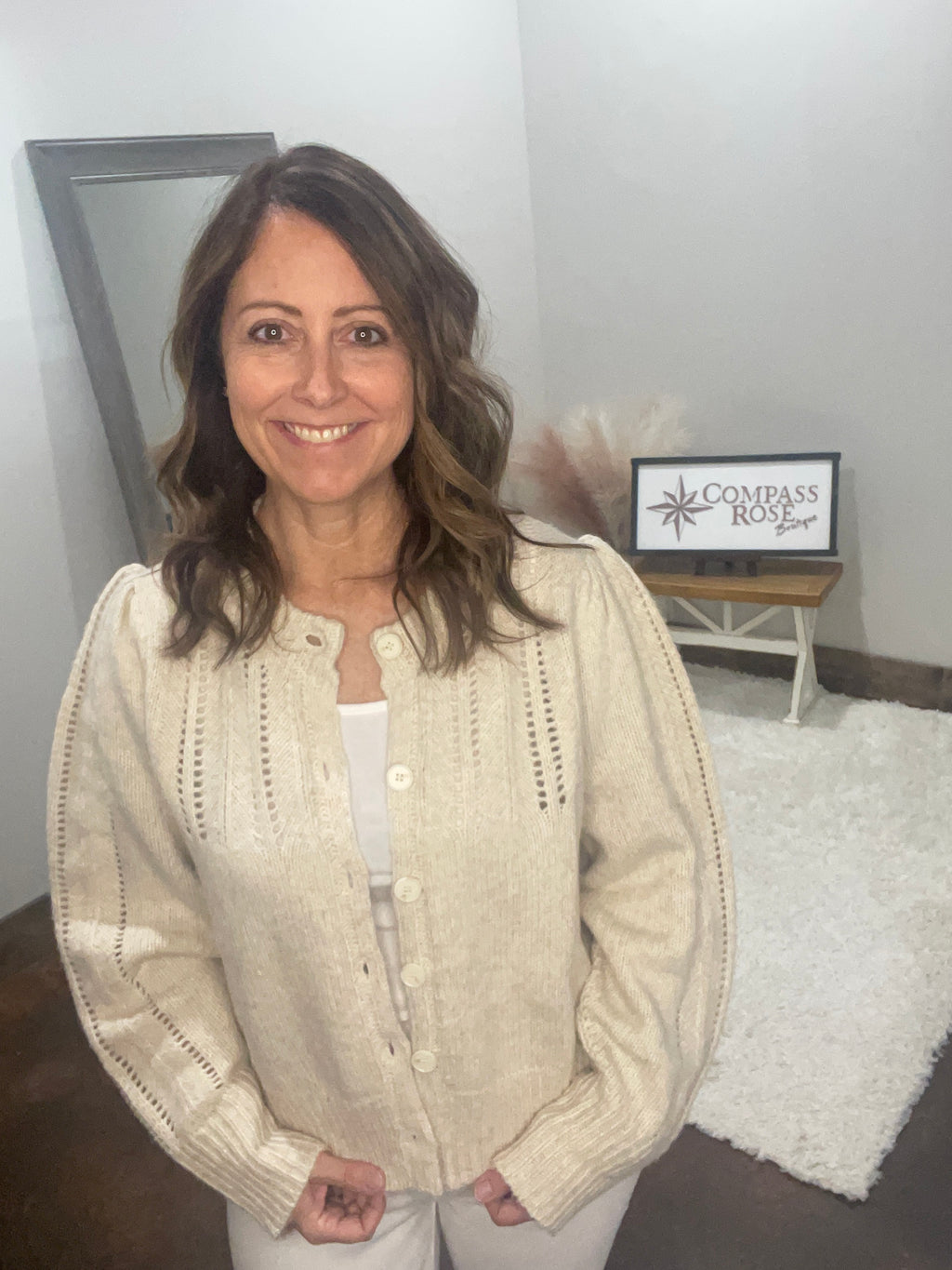 Soft Knit Eyelet Button Cardigan