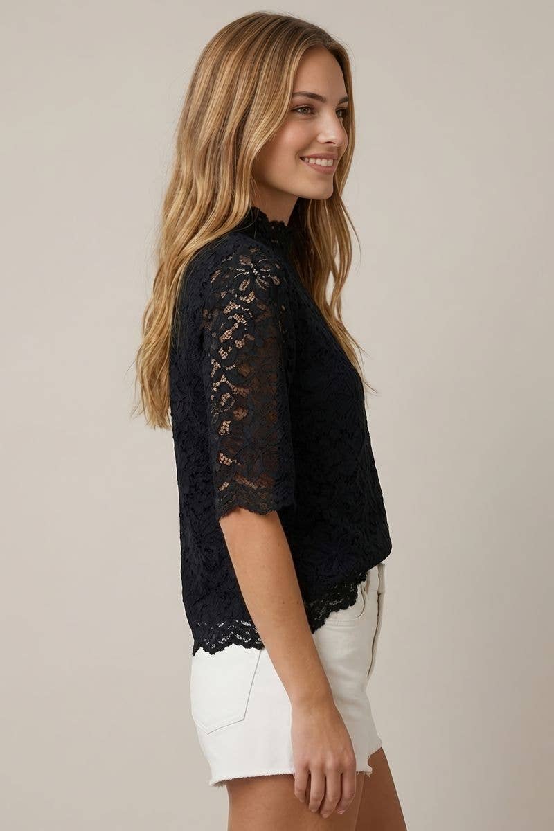 Lace Scallop Detail Top