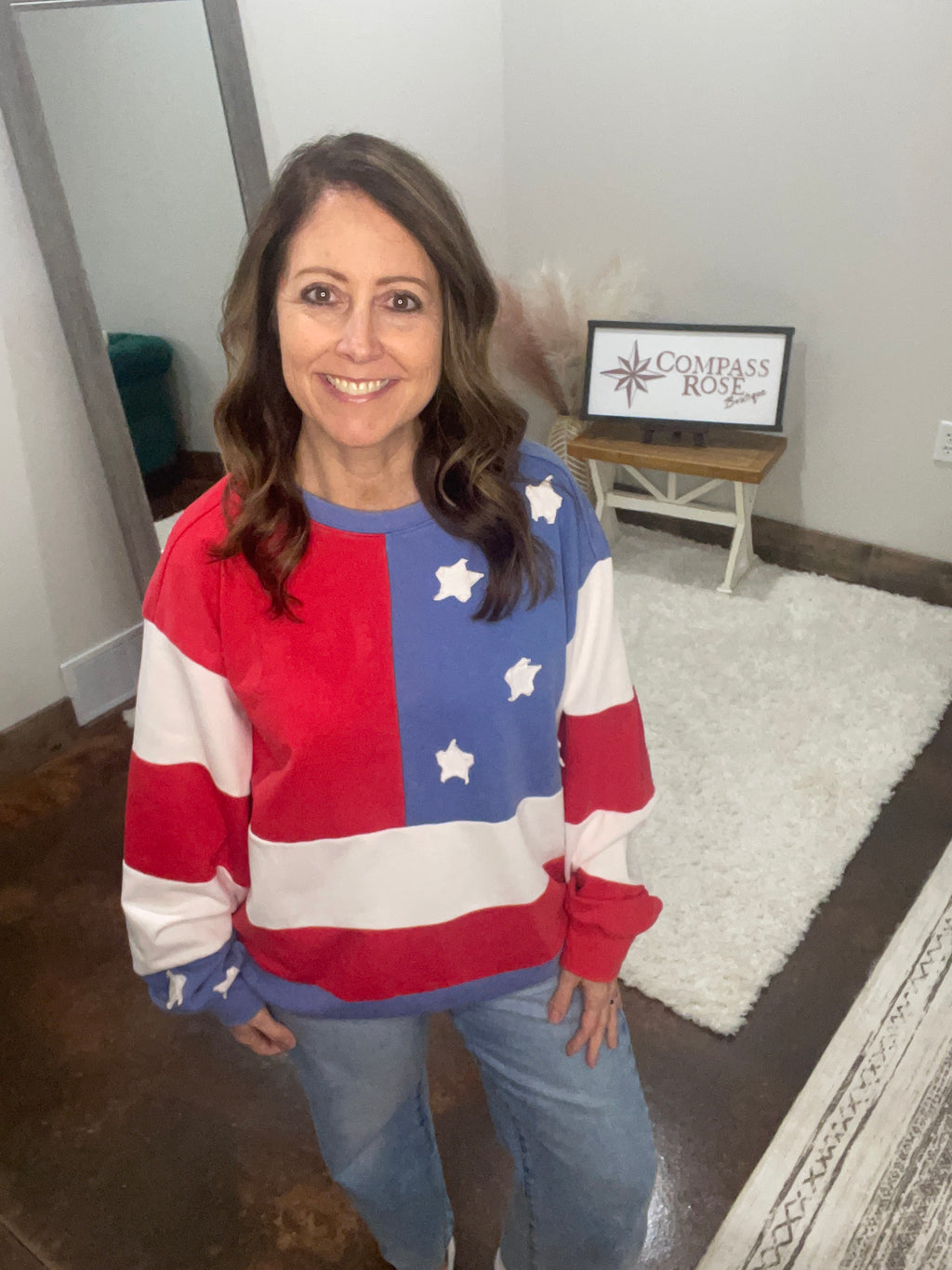 Mineral Washed Americana Flag Sweatshirt