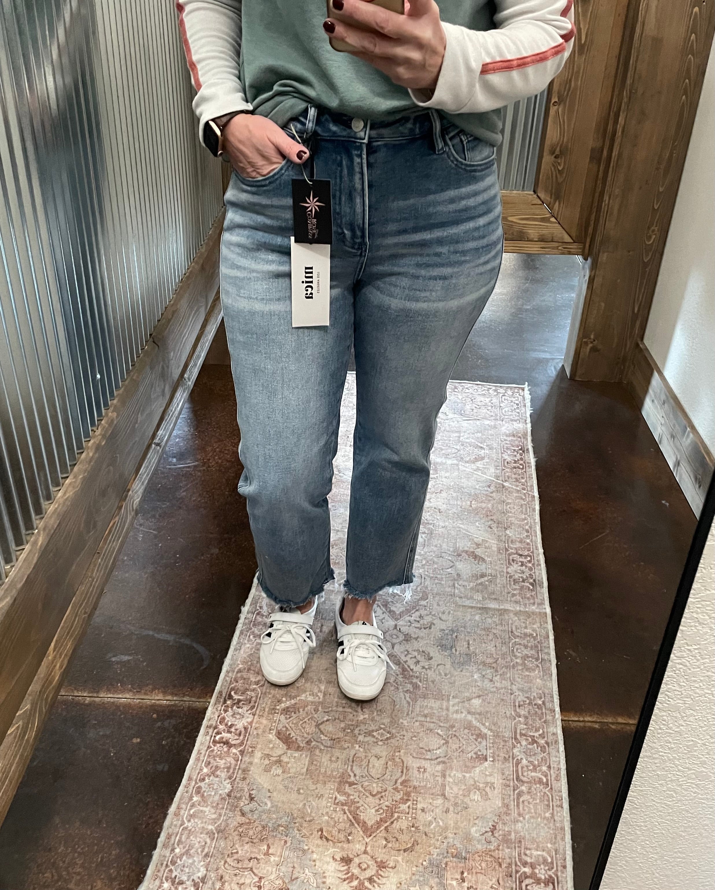 Mica High Rise Cropped Jeans w/Raw Hem
