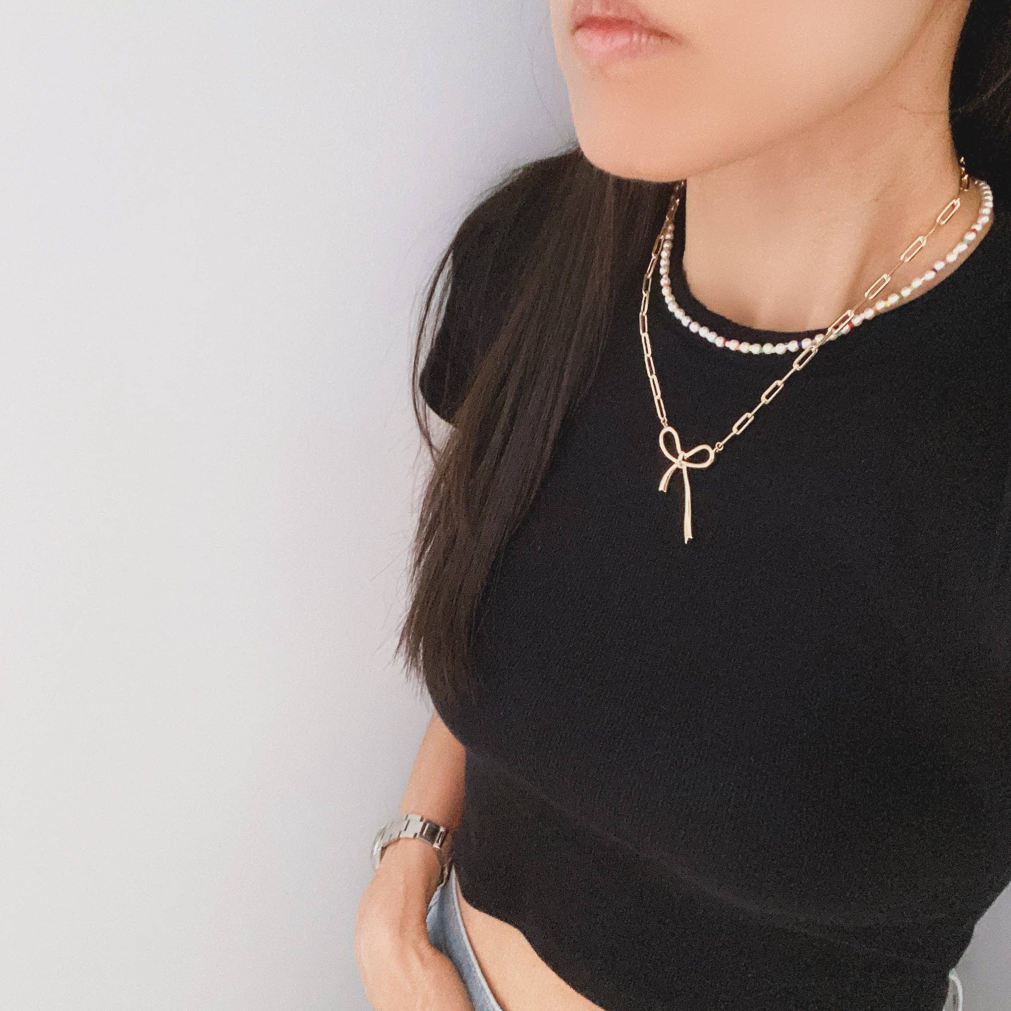 Paperclip Big Bow Necklace