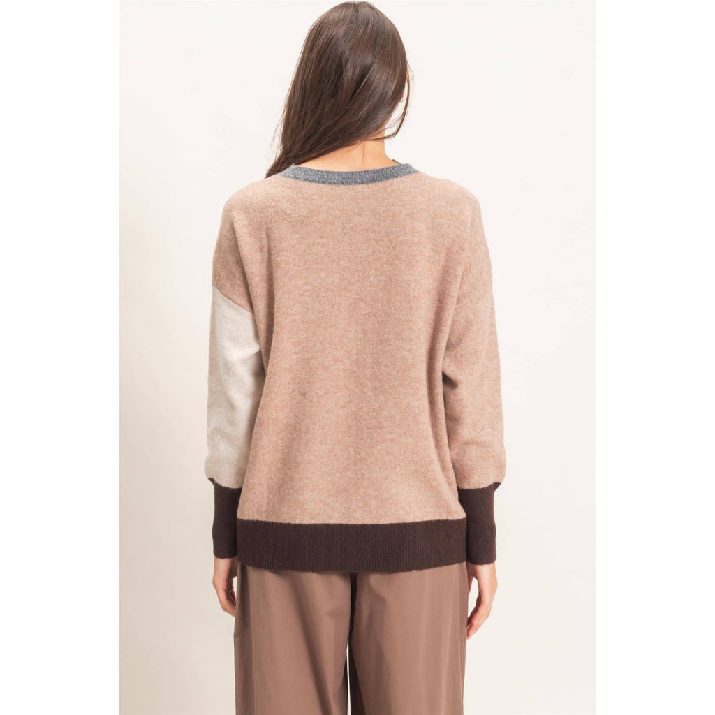 Colorblock Crew Neck Sweater