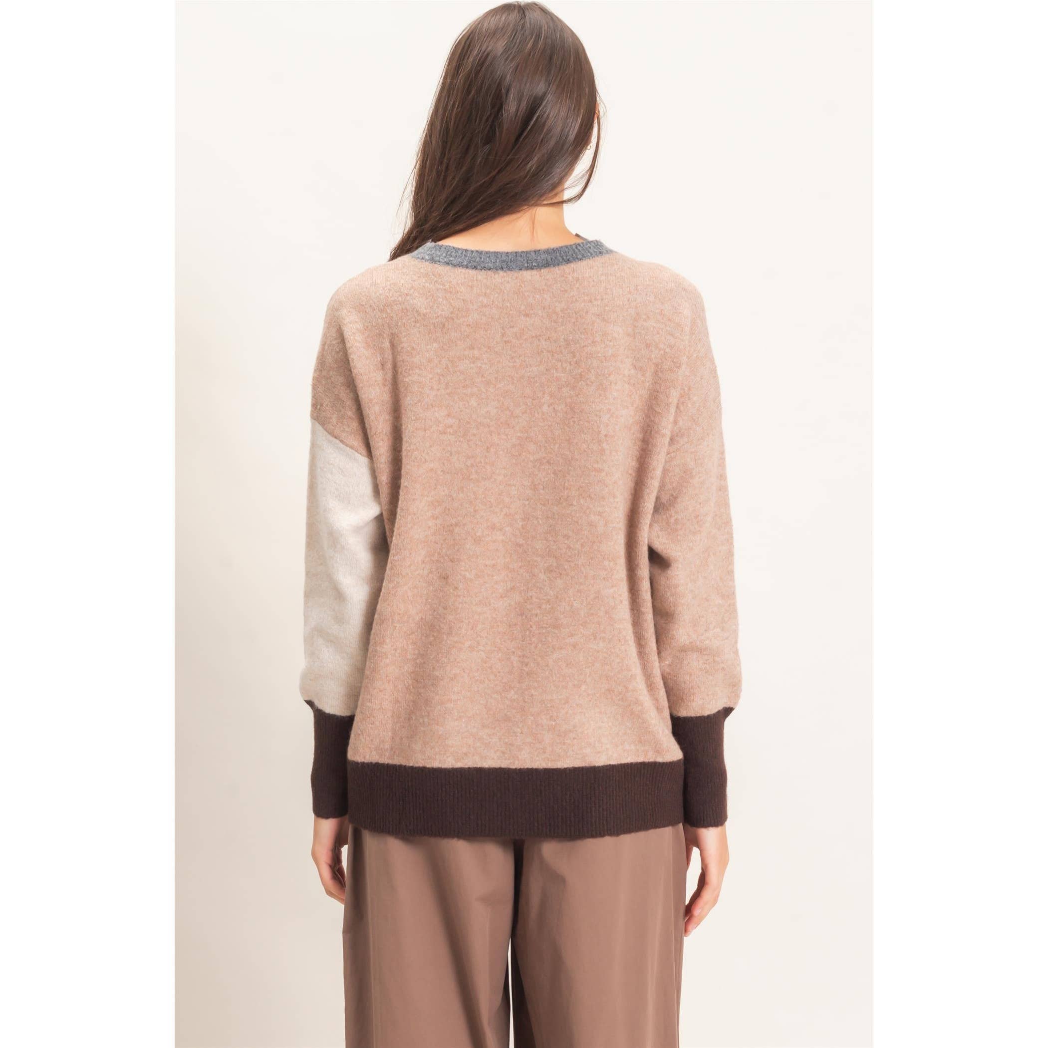 Colorblock Crew Neck Sweater