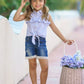 Howdy Country Girl Blue Denim Shorts Set