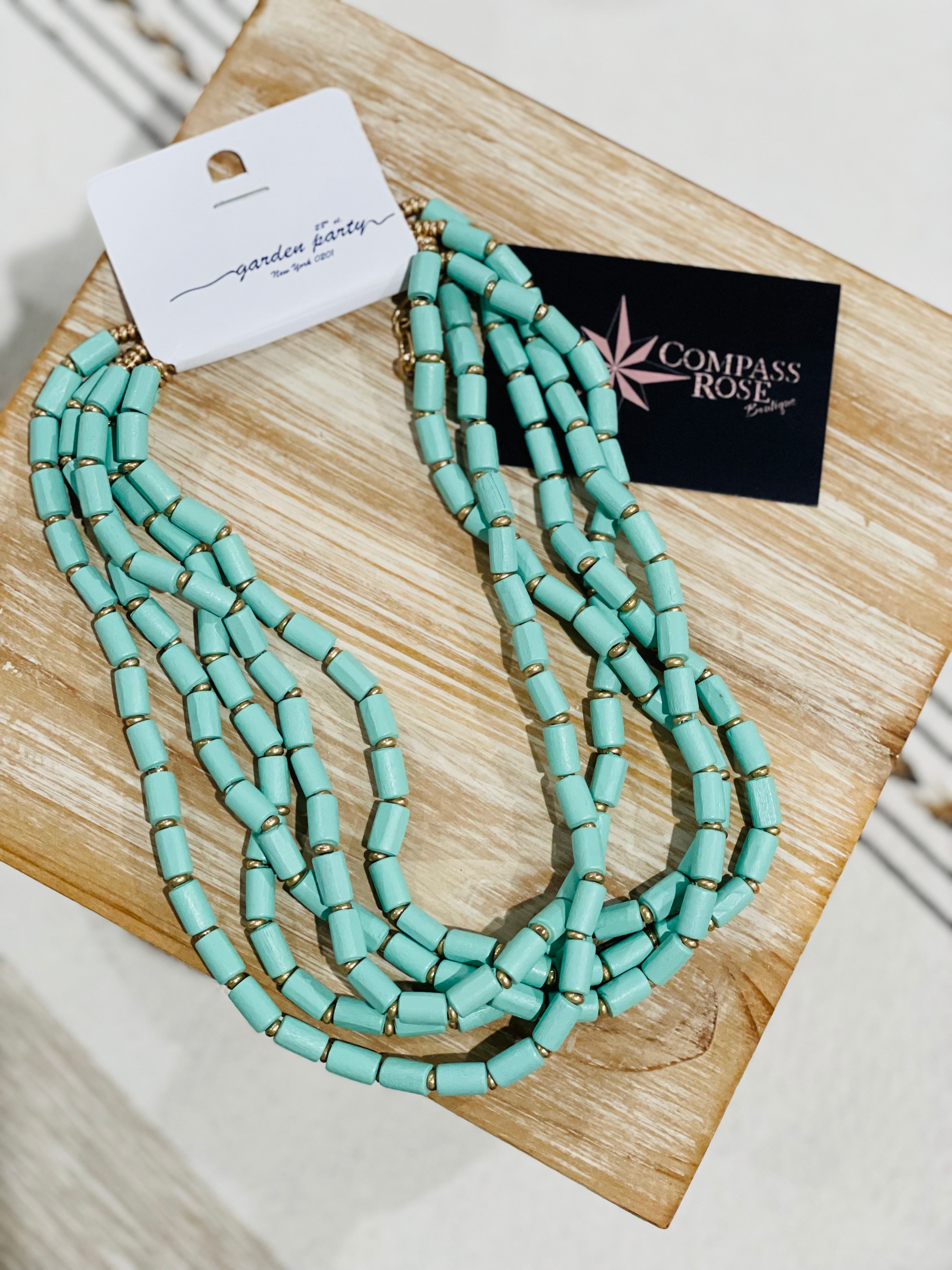 Multi-strand Teal Necklace