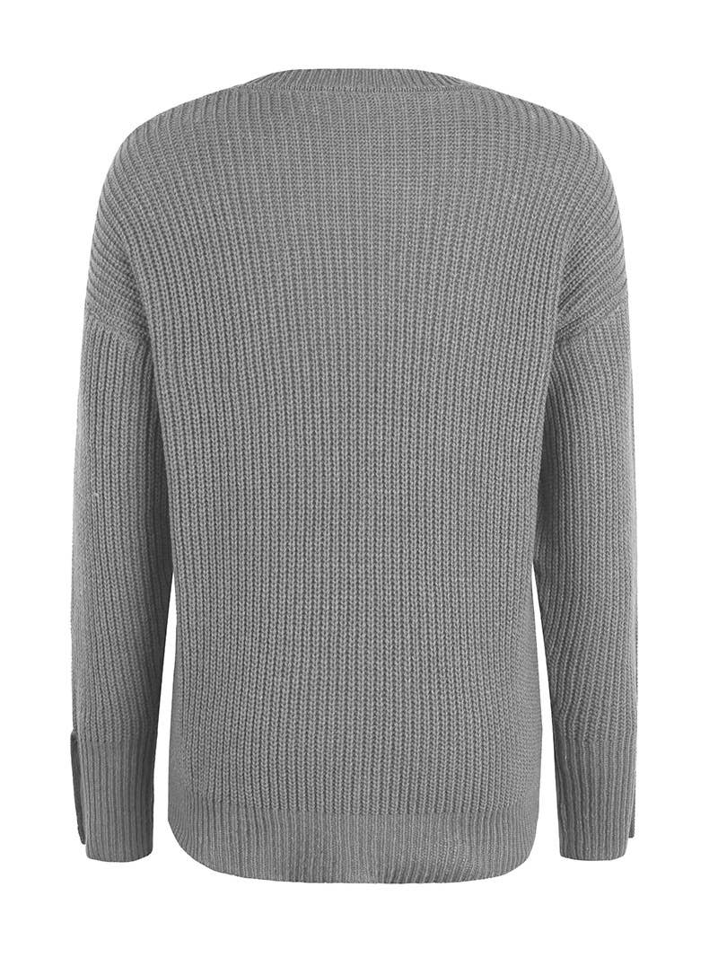 Buttoned Cuffs Round Neck Over Sweater