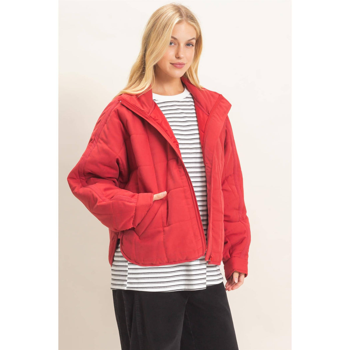 Quilted High Collar Jacket