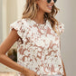 Floral Print Ruffle Short Sleeve Summer Tops