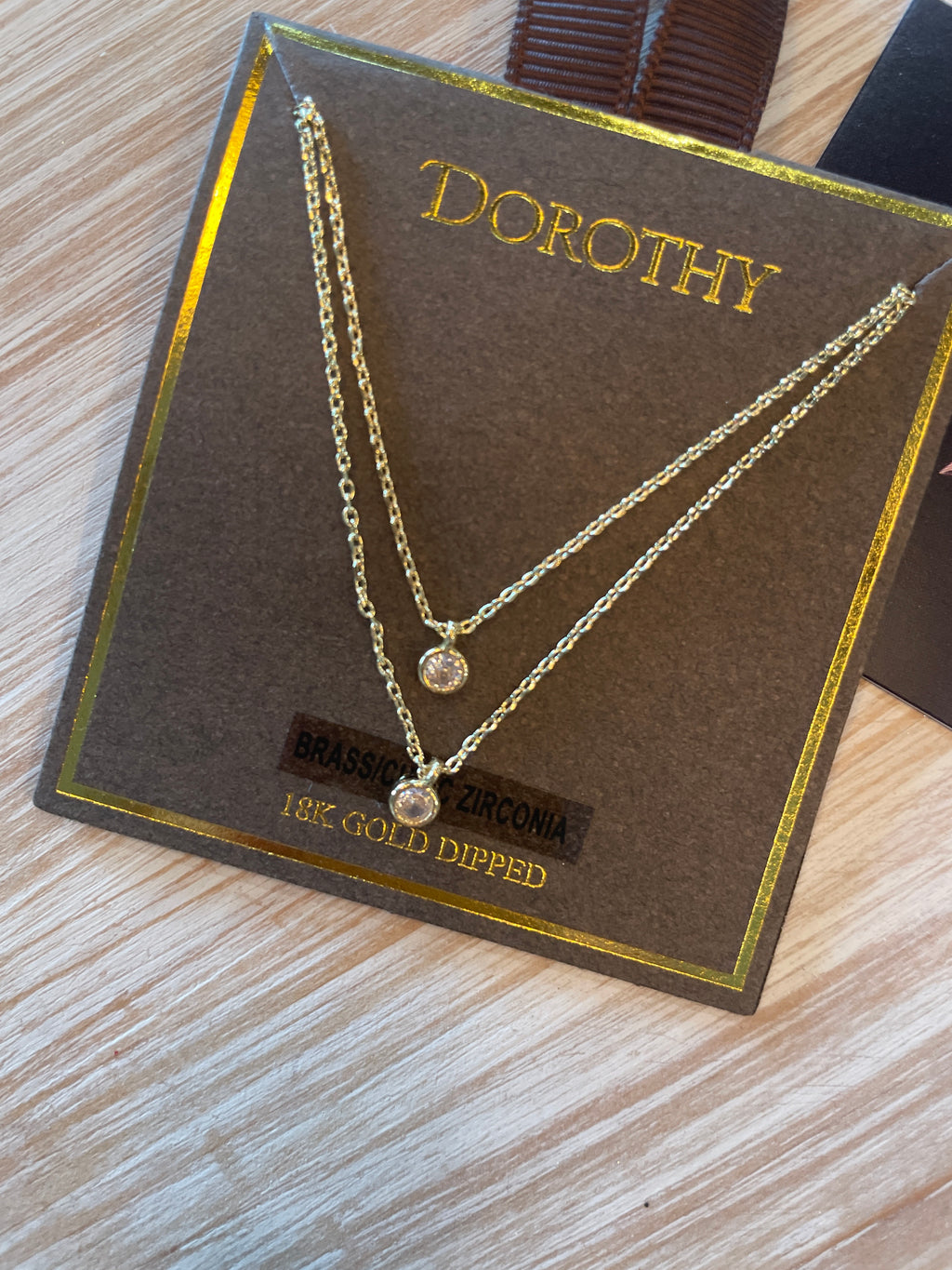 Double Chain Cubic Zirconia Pendant Necklace