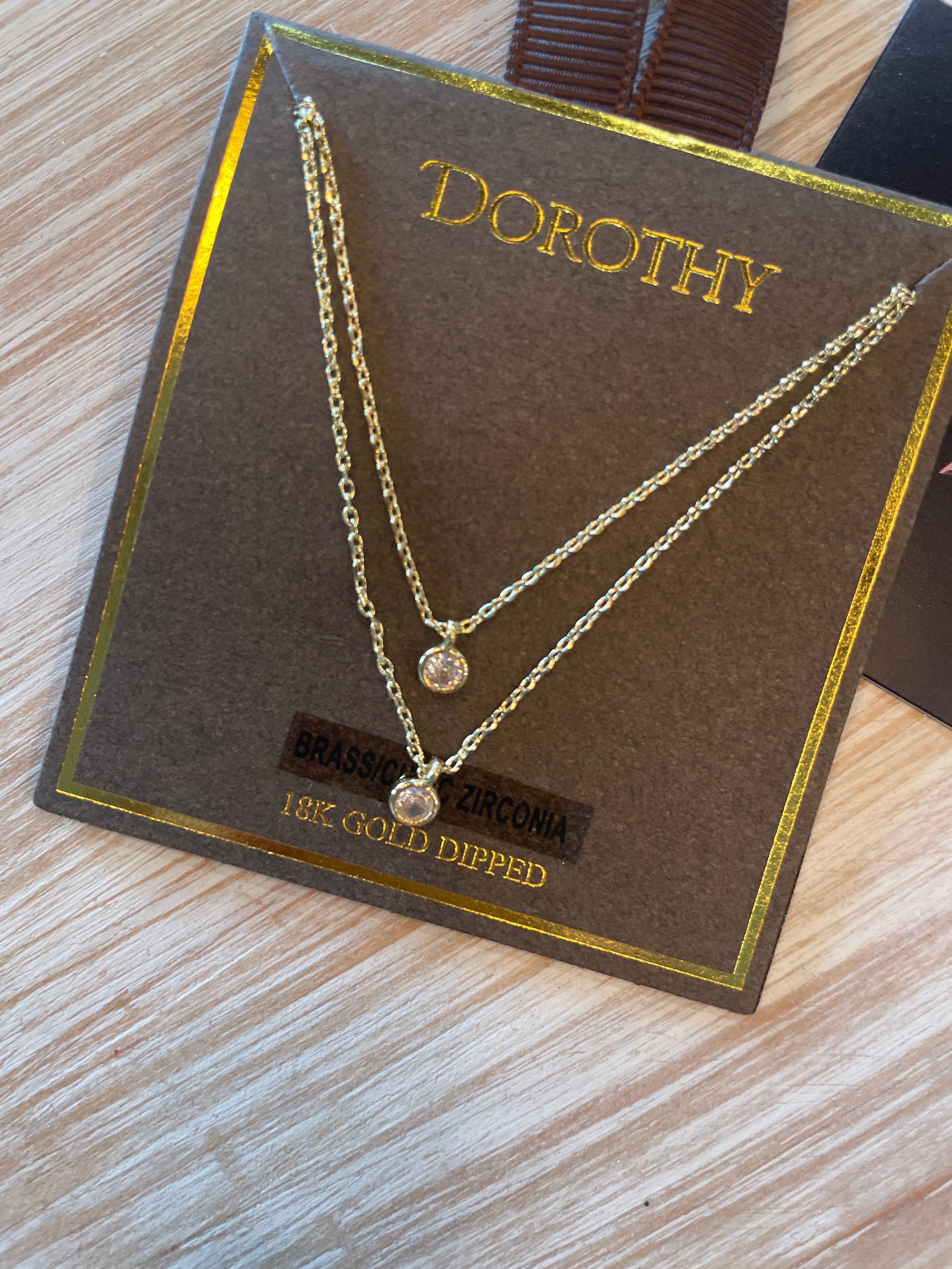 Double Chain Cubic Zirconia Pendant Necklace