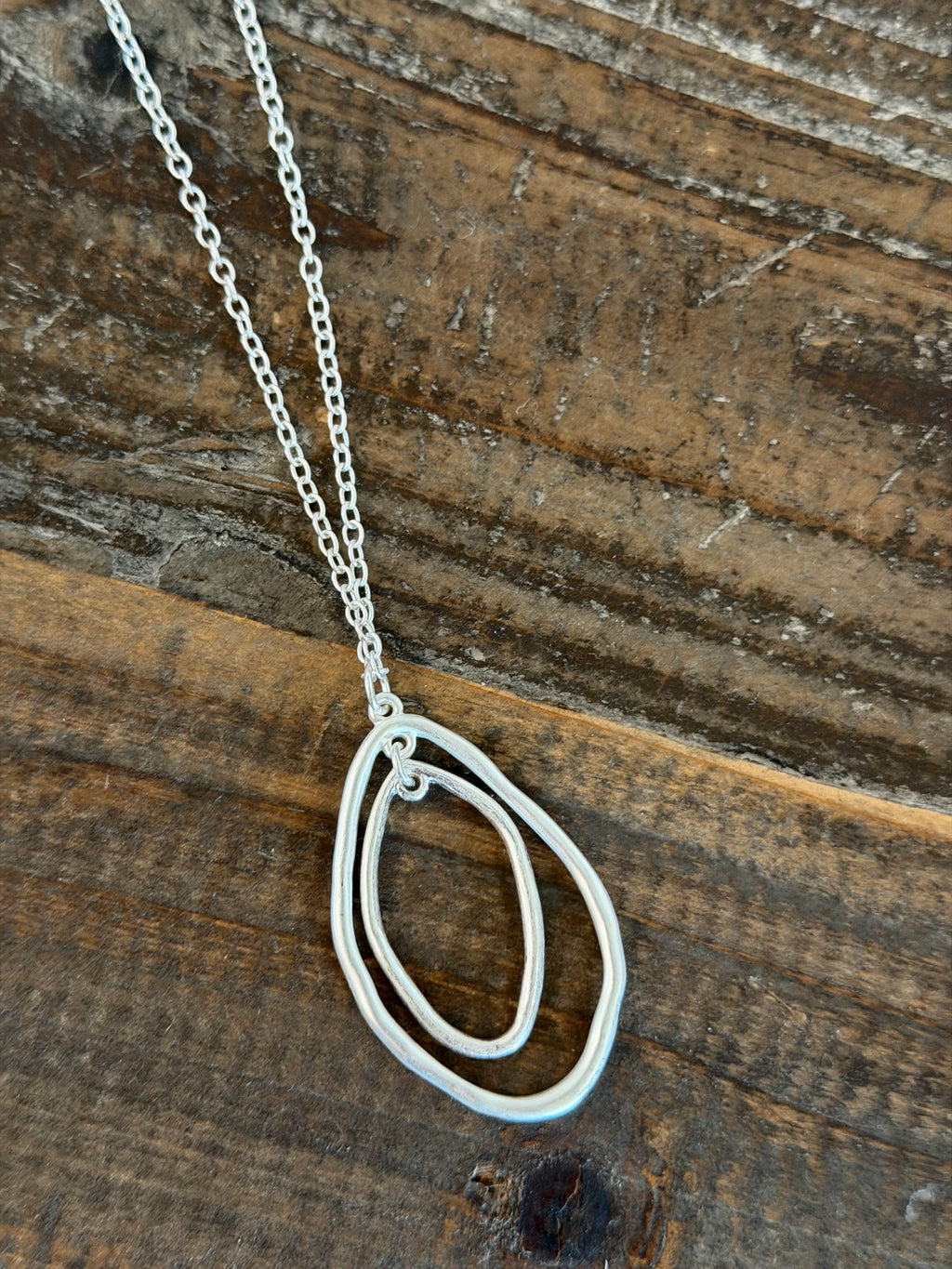 Double Oval Pendant Necklace