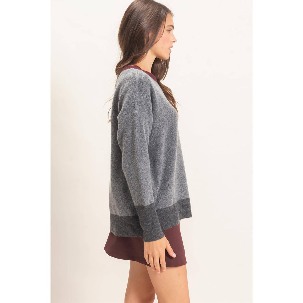 Colorblock Crew Neck Sweater