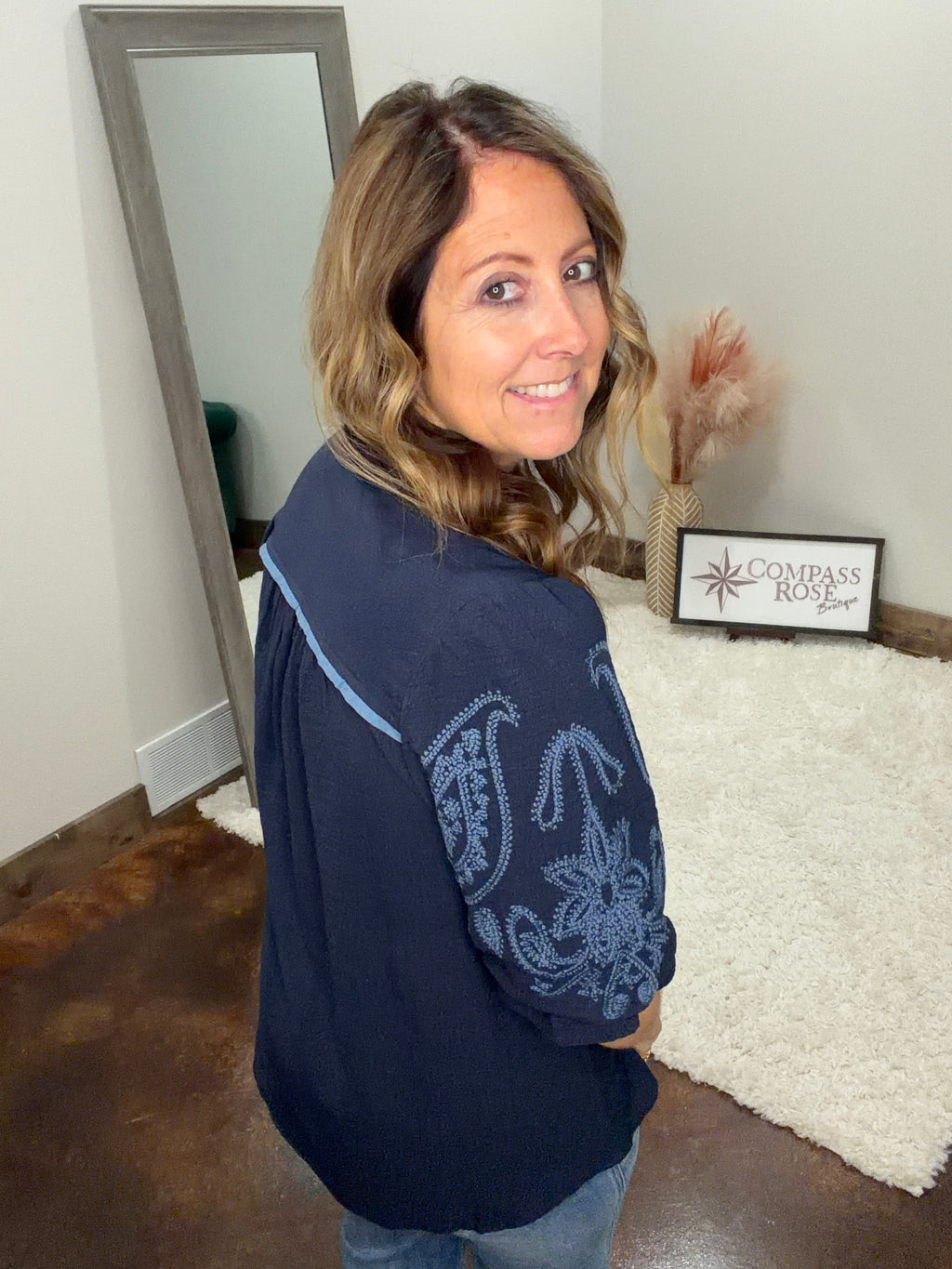 Embroidery Ruffle Top