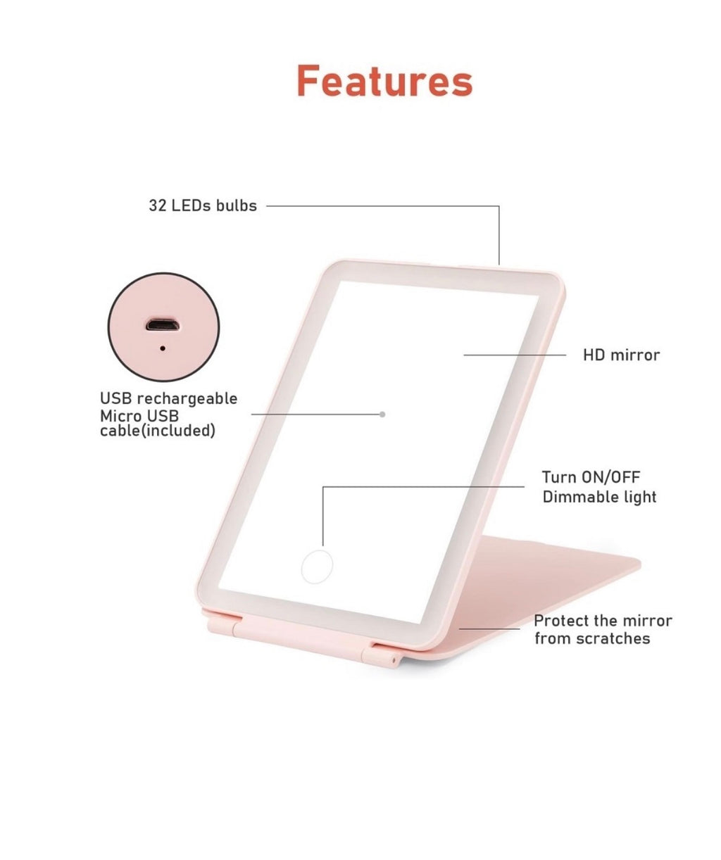 Rechargeable Travel LED Makeup Mirror Tablet