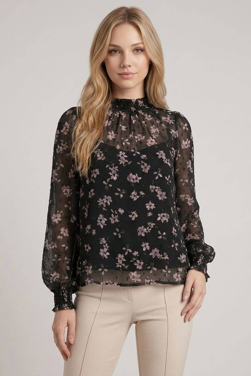 Floral Print Back Tie Top