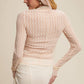 Semi Sheer Textured Lace Long-Sleeve Layering Top