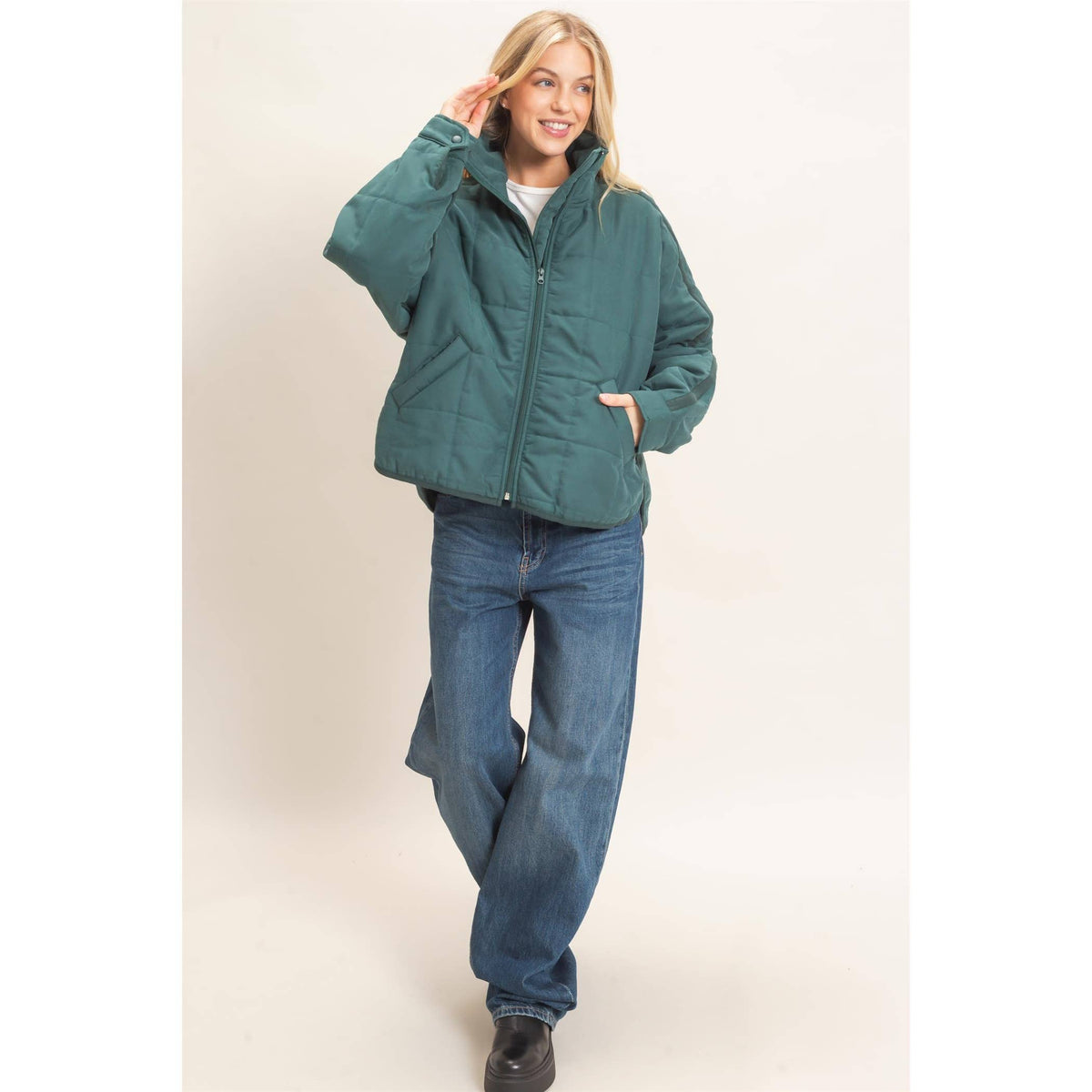 Quilted High Collar Jacket