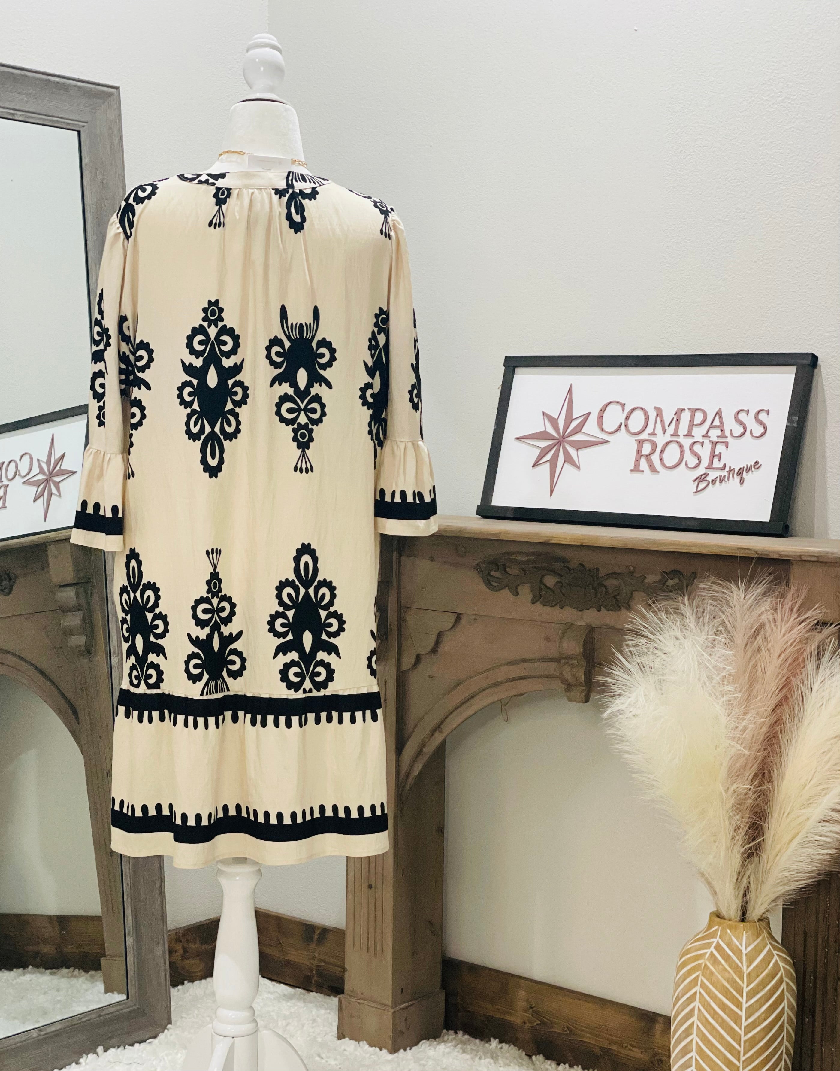 Two Tone Boarder Print Mini Dress