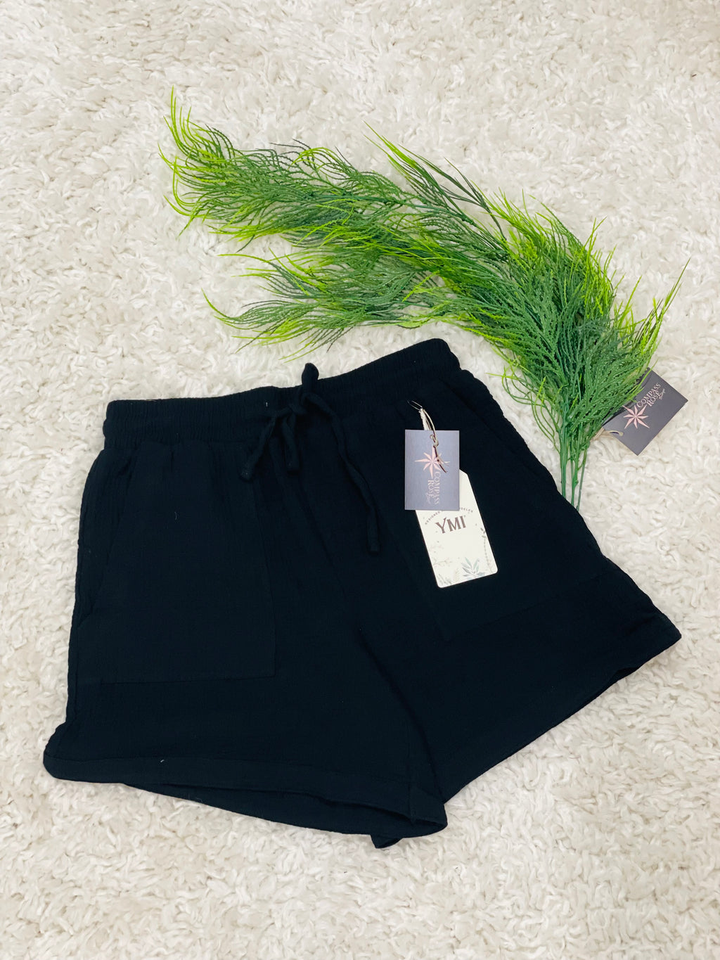 Double Gauze Drawstring Banded Hem Shorts