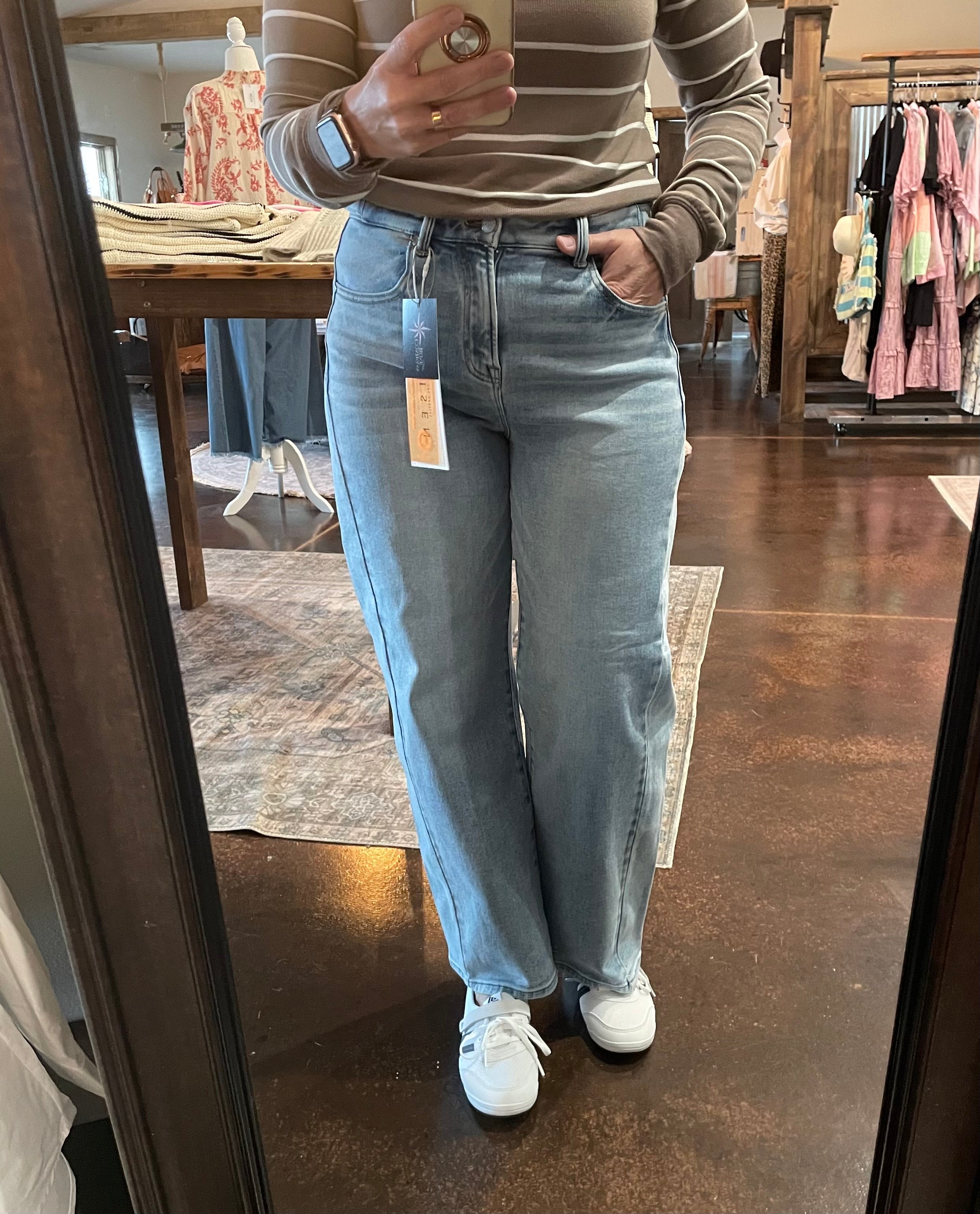 Risen High Rise Crop Length Barrel Jeans