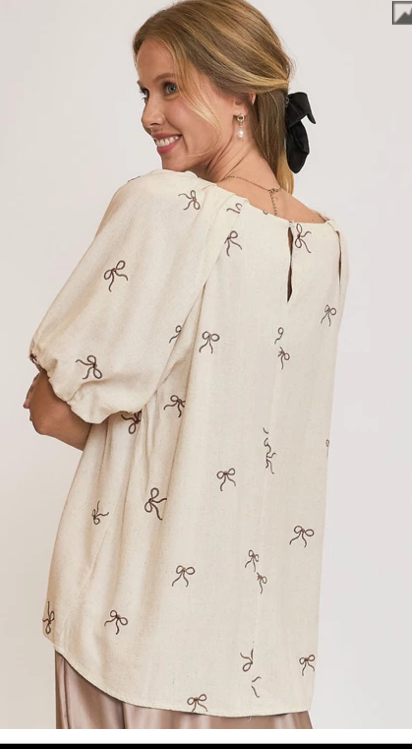 Linen Blend Ribbon Top