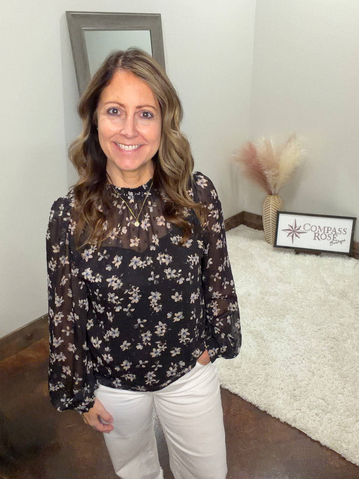 Floral Print Back Tie Top