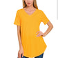 V-Neck Short Sleeve Round Hem Top