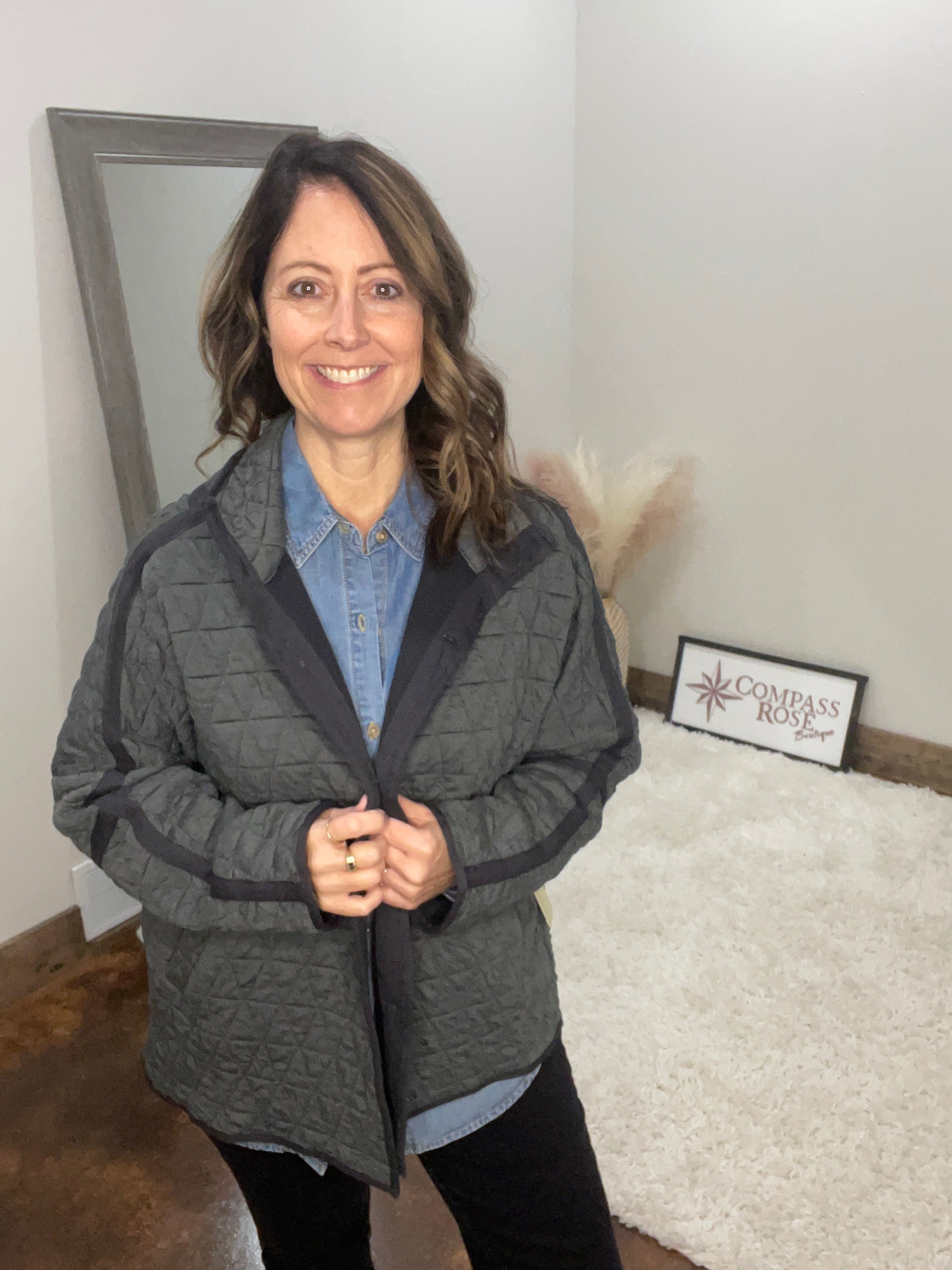 Oversized Soft Quilted Button Down Jacket