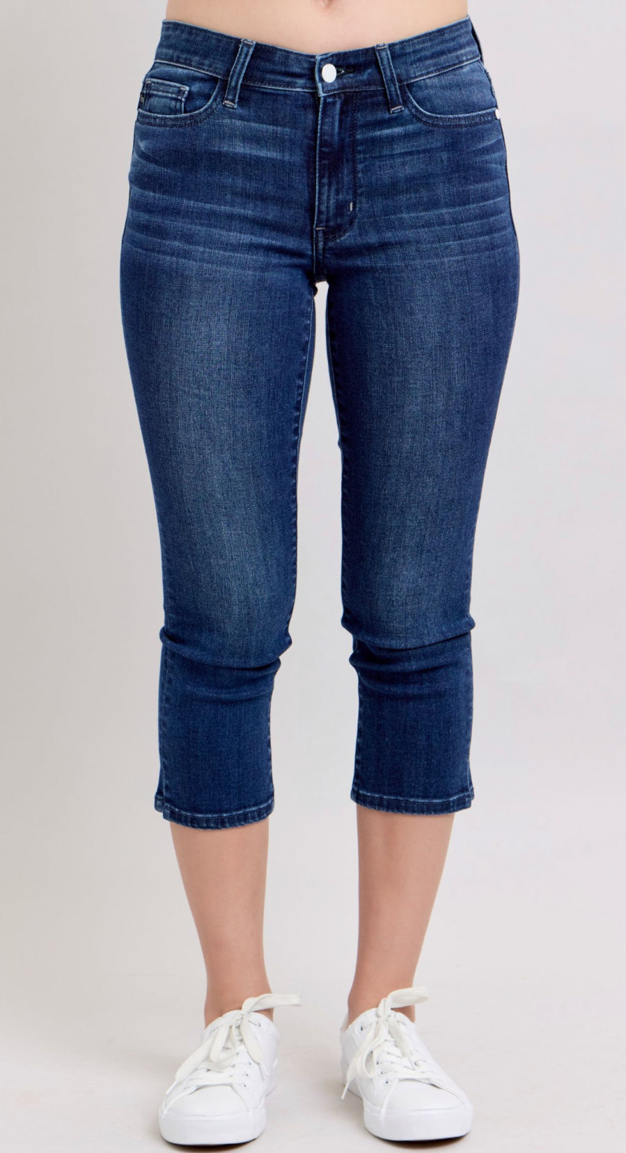 Judy Blue Super Dark Wash Capri with Side Slit