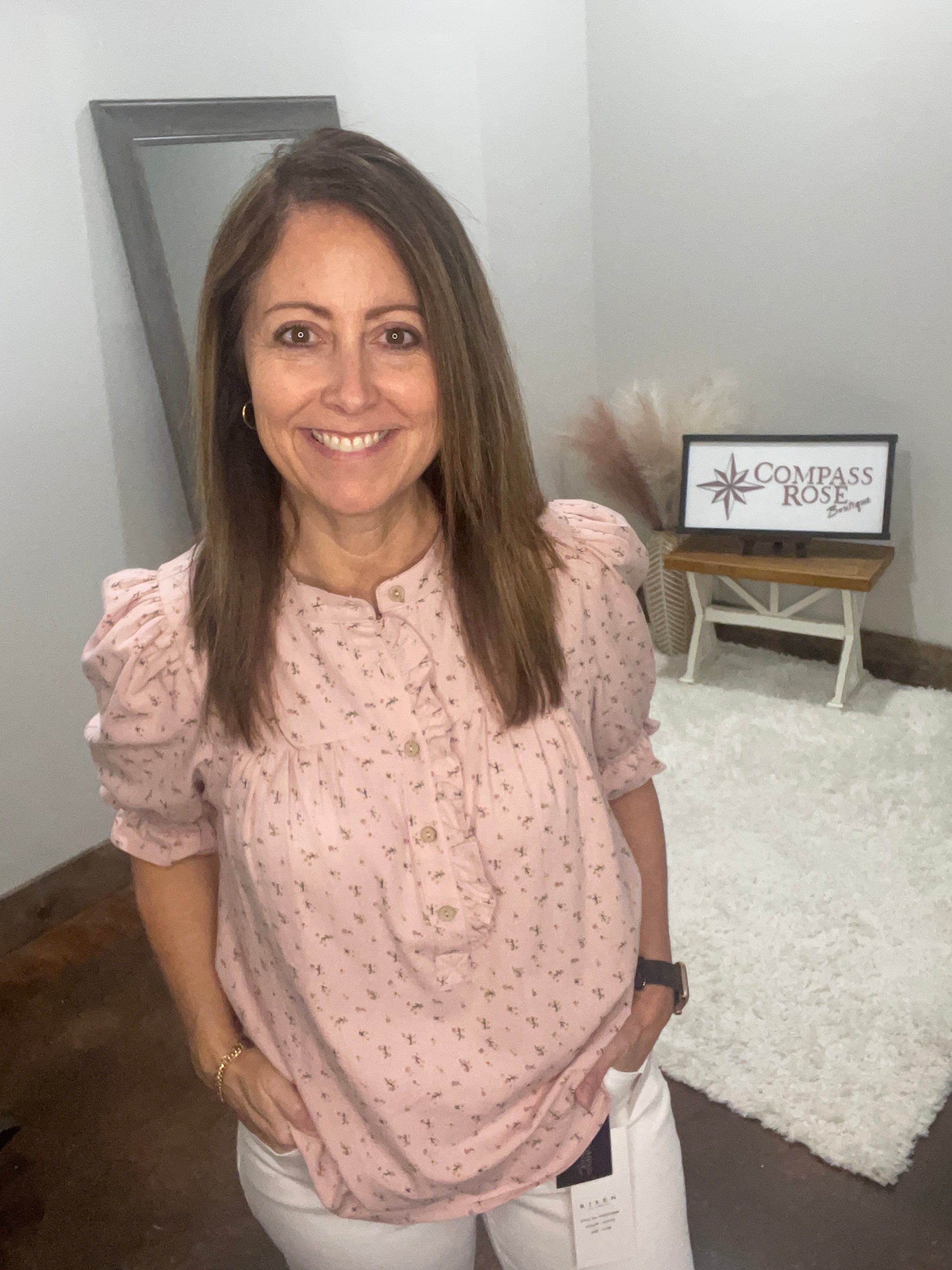 Ruffle Embellished Floral Shirt